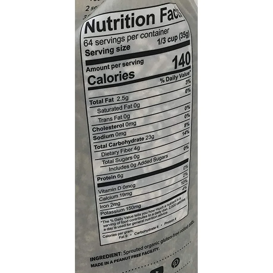 One Degree Gluten Free Sprouted Rolled Oats 5 lbs.