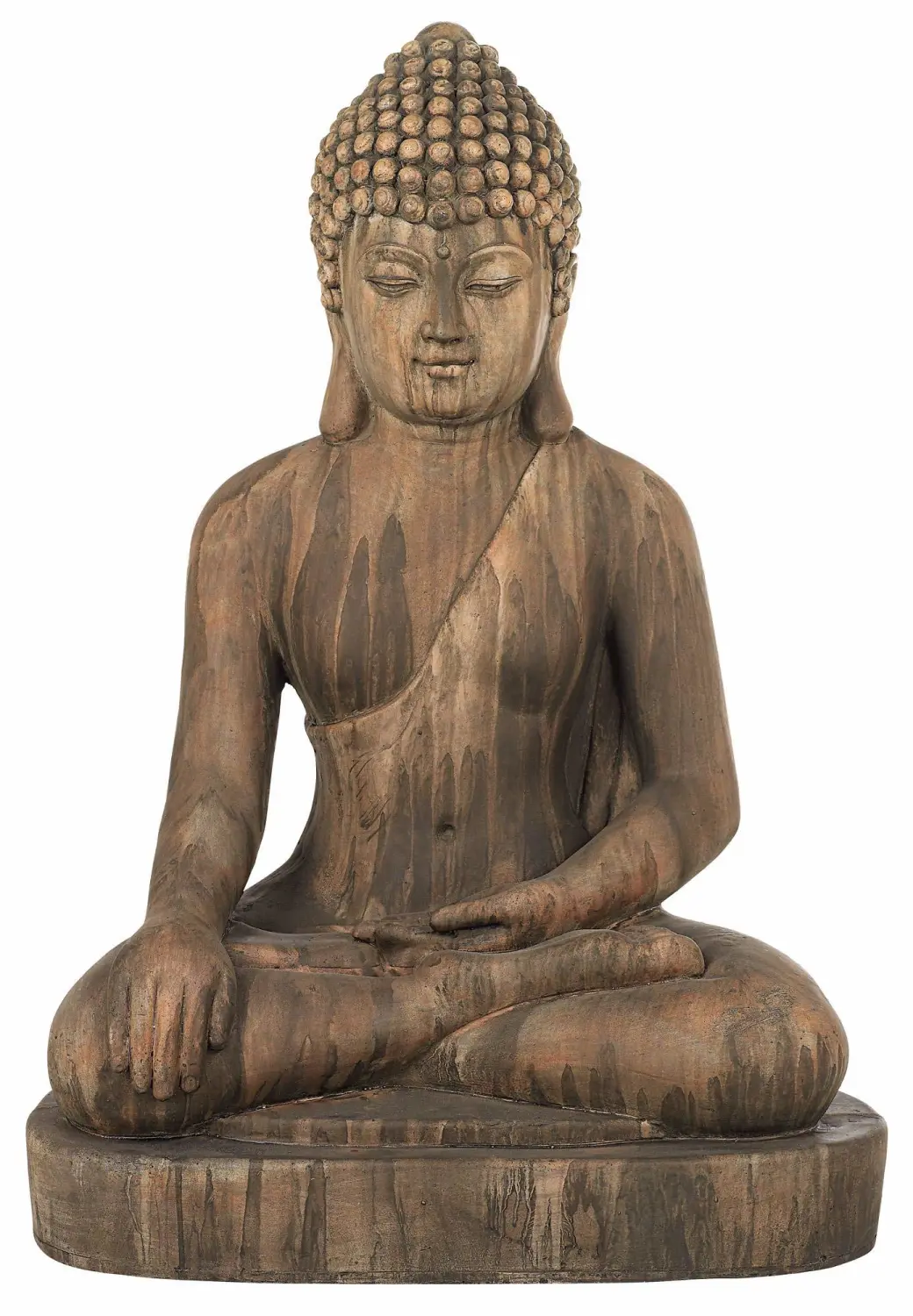 John Timberland Sitting Buddha Statue Sculpture Zen Asian Japanese Garden Decor Outdoor Front Porch Patio Yard Outside Home Balcony House Exterior Weathered Light Sandstone Finish 29 1/2" Tall