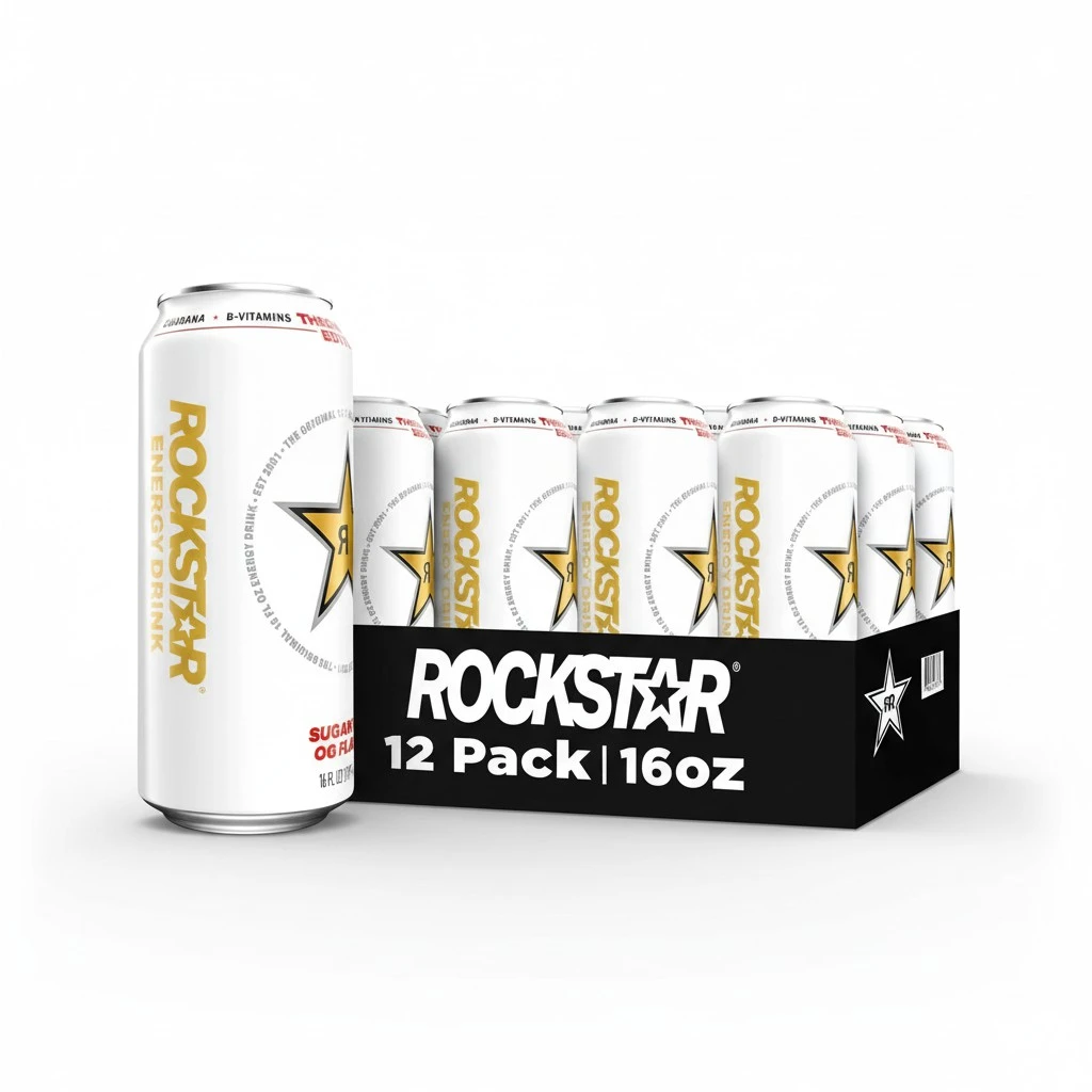 Rockstar Energy Drink, Throwback Edition: O.G. Sugar Free, 16 Fl Oz (Pack of 12)