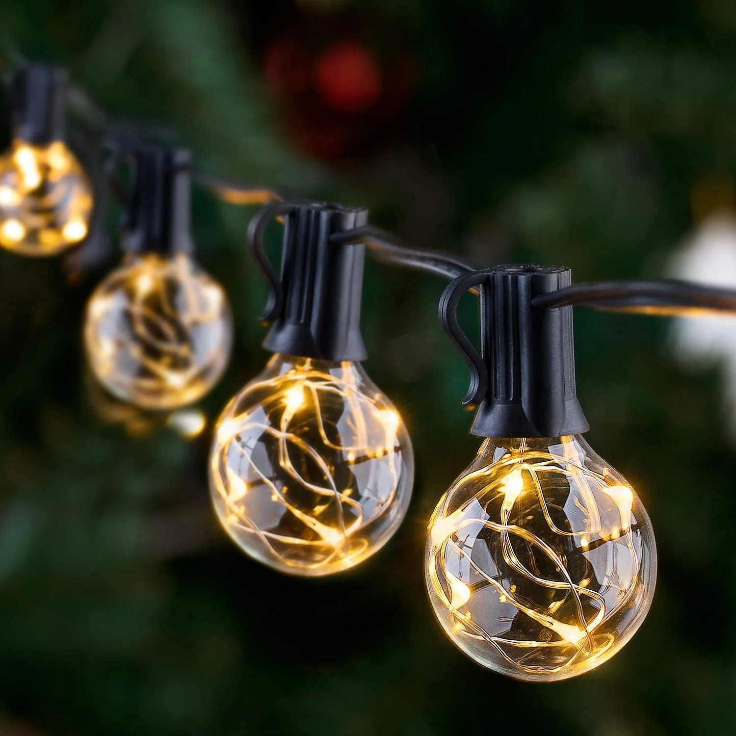 Novtech G40 LED Outdoor String Lights, 58Ft UL Approval IP65 Waterproof, 50+3 0.1w per Bulbs Energy Saving, Outside Decorative Lighting Hanging for Patio Porch Garden Bistro Cafe Party Wedding