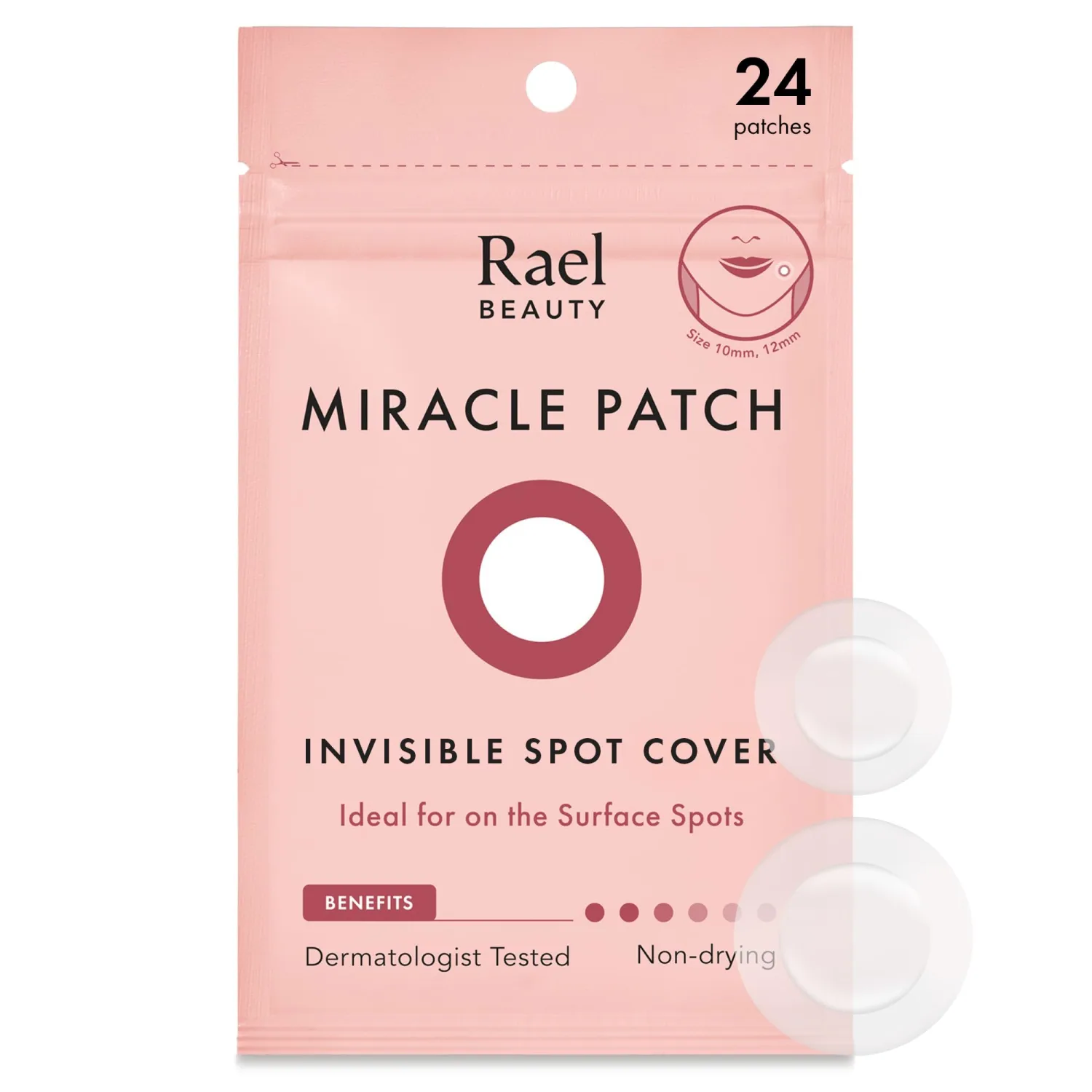 Rael Pimple Patches, Miracle Invisible Spot Cover - Hydrocolloid Acne Pimple Patches for Face, Blemishes and Zits Absorbing Patch, Breakouts Treatment Skin Care, Facial Stickers, 2 Sizes (24 Count)