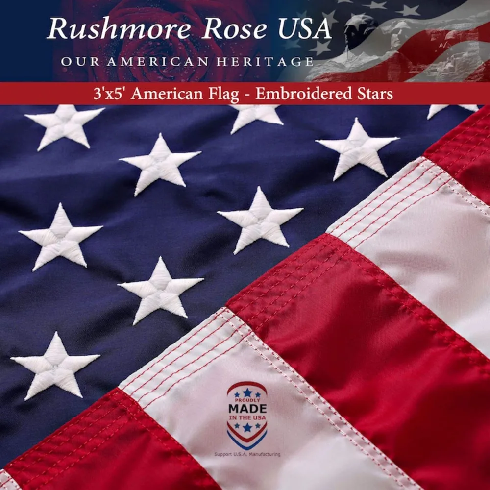 American Flag | American Flags for Outside 3X5 |100% Made in USA Flag - Premium US Flag 3X5 Heavy Duty Outdoor with Embroidered Stars and Sewn Stripes.