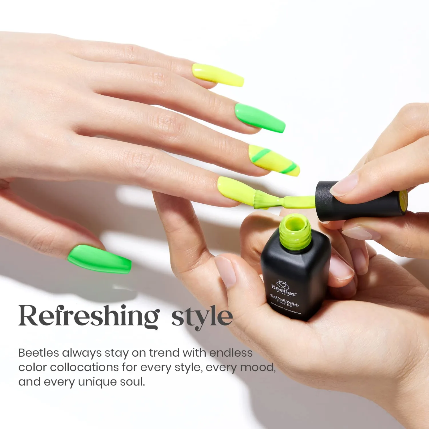 Beetles Summer Gel Nail Polish Set, Neon Orange Hot Pink Blue Yellow Green Purple Halloween Gel Polish 6 Colors Soak Off Uv Led Nail Art Manicure