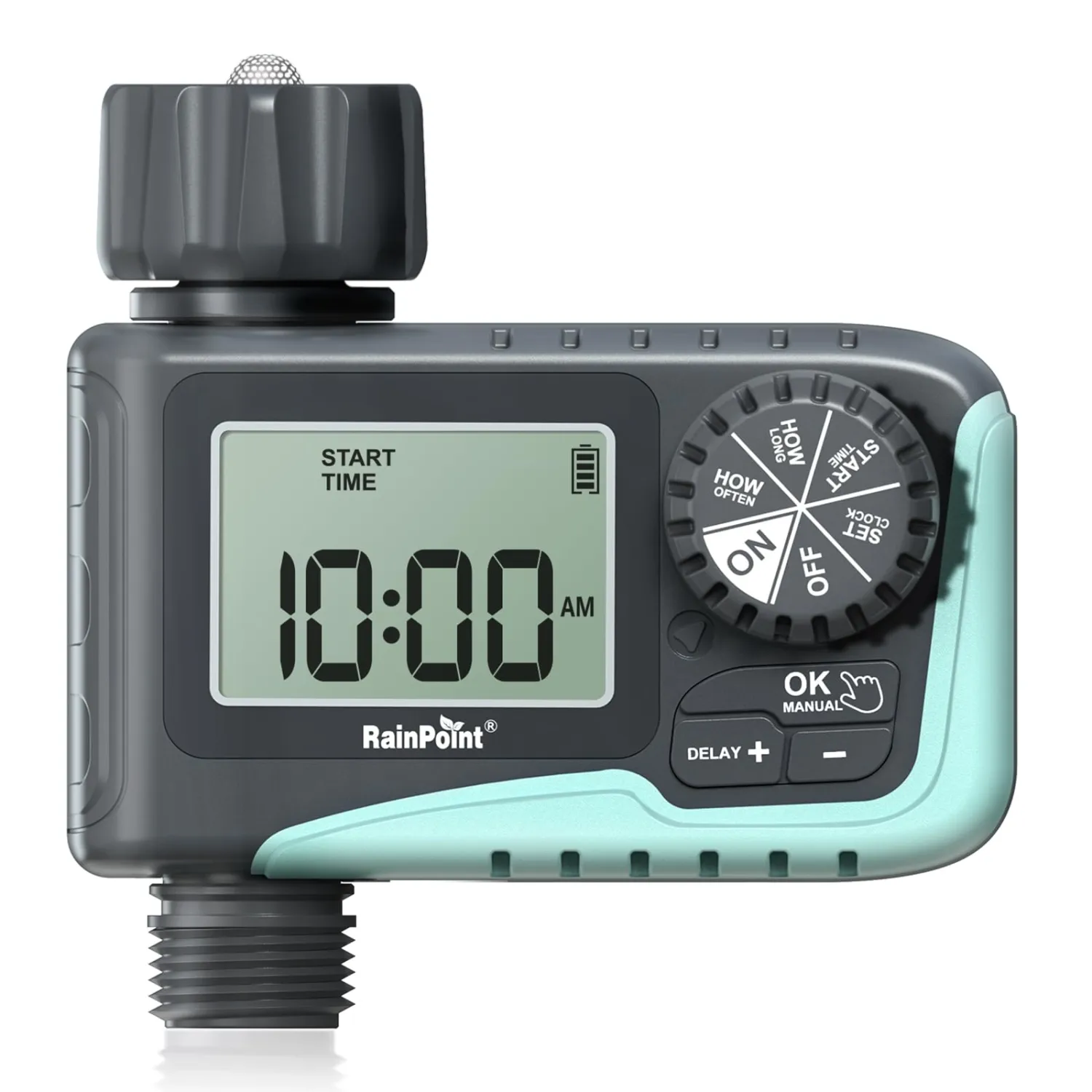 RAINPOINT Sprinkler Timer, Programmable Water Timer for Garden Hose, Outdoor Soaker Hose Timer with Rain Delay/Manual/Automatic Watering System, Digital Irrigation for Yard, Lawn, 1 Outlet