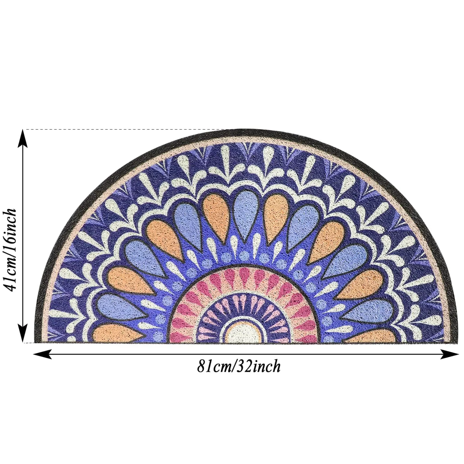 Entryway Doormat Rug Welcome Mat 16x31inch Front Back Door Mats Entrance Indoor Outdoor Half Round Circle Rubber Floor Entry Decoration（Purple