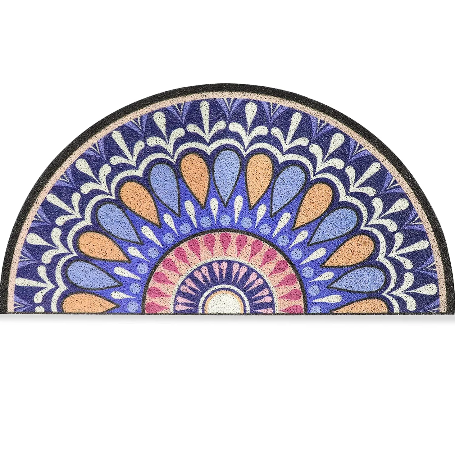 Entryway Doormat Rug Welcome Mat 16x31inch Front Back Door Mats Entrance Indoor Outdoor Half Round Circle Rubber Floor Entry Decoration（Purple