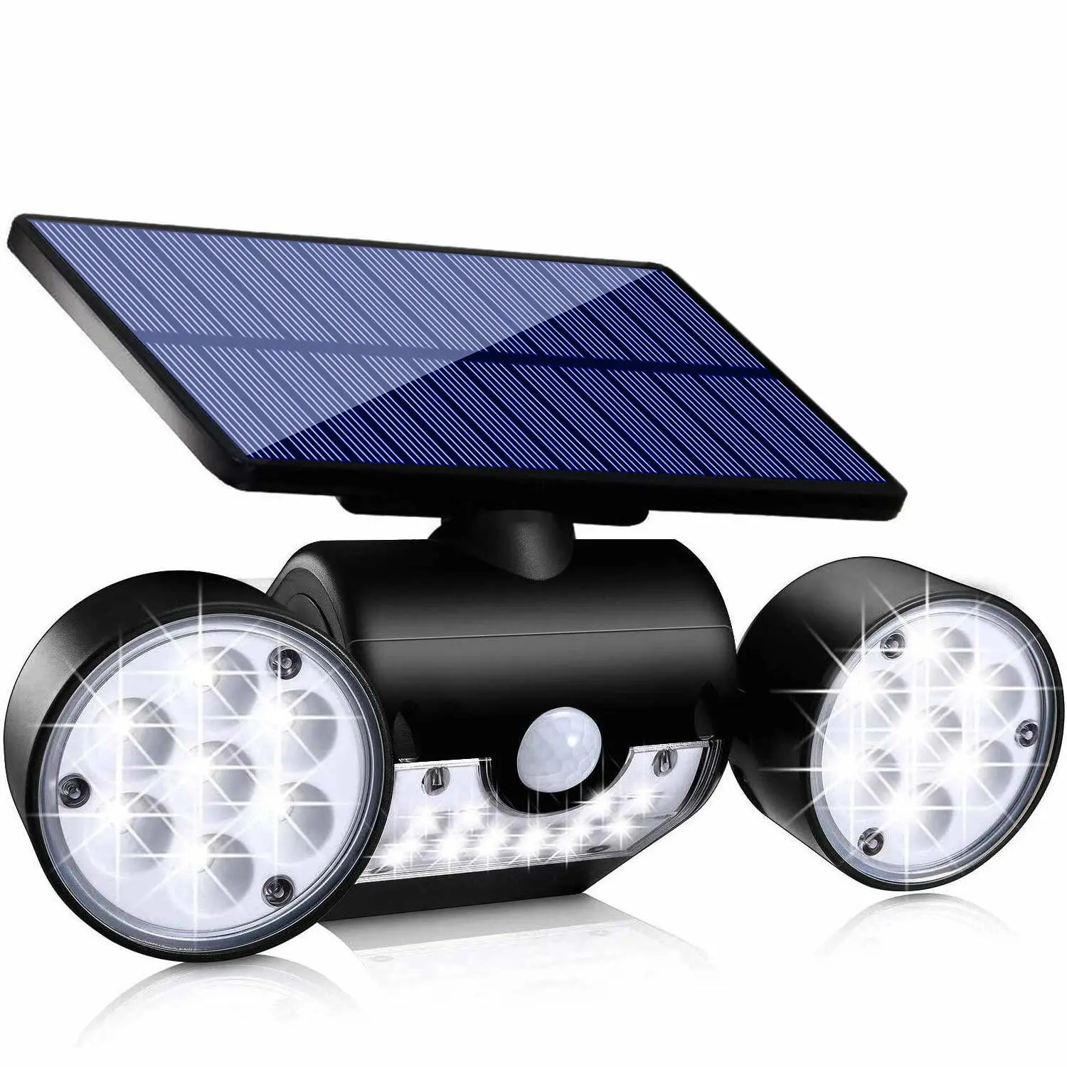 Solar Lights Outdoor, Motion Sensor Security Lights Solar Wall Lights with Dual Head Spotlights LED Waterproof 360° Adjustable Solar Motion Lights Outdoor for Garden Garage Patio, 1 Pack