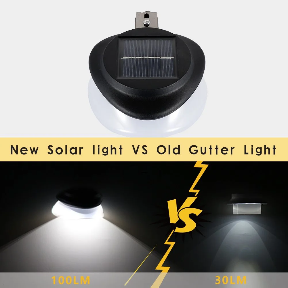 SMY Gutter Lights Solar Powered, Outdoor Solar Patio Decor Lights with Adjustable Bracket, Waterproof Solar Fence Lights for Eaves Patio Deck Garden, Wall Yard, Attic Walkway (6Pack, Pure White)