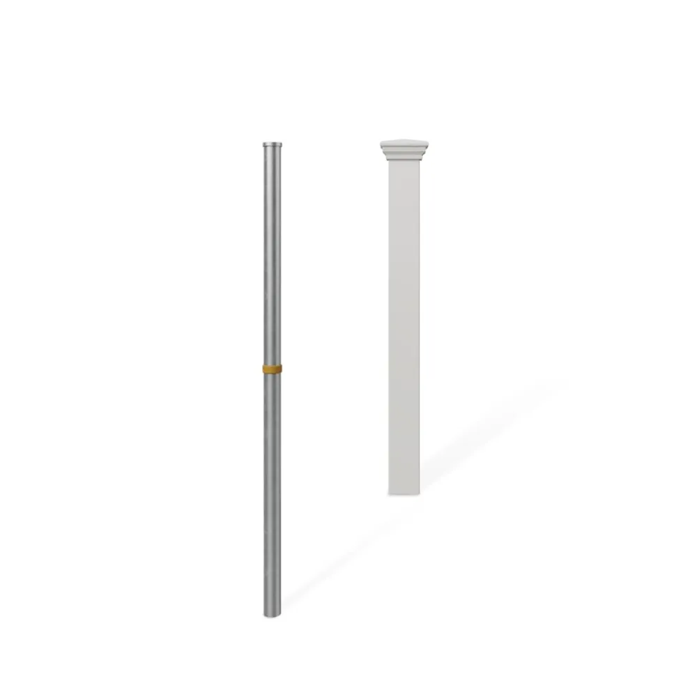 3ft Tall (1 Post) Fence Finishing Post For WamBam Newport No Dig White Picket Fence, Easy Install Outdoor Fence for Backyard or Patio, Outdoor Fencing, No Dig Fence Panels, ZP19003