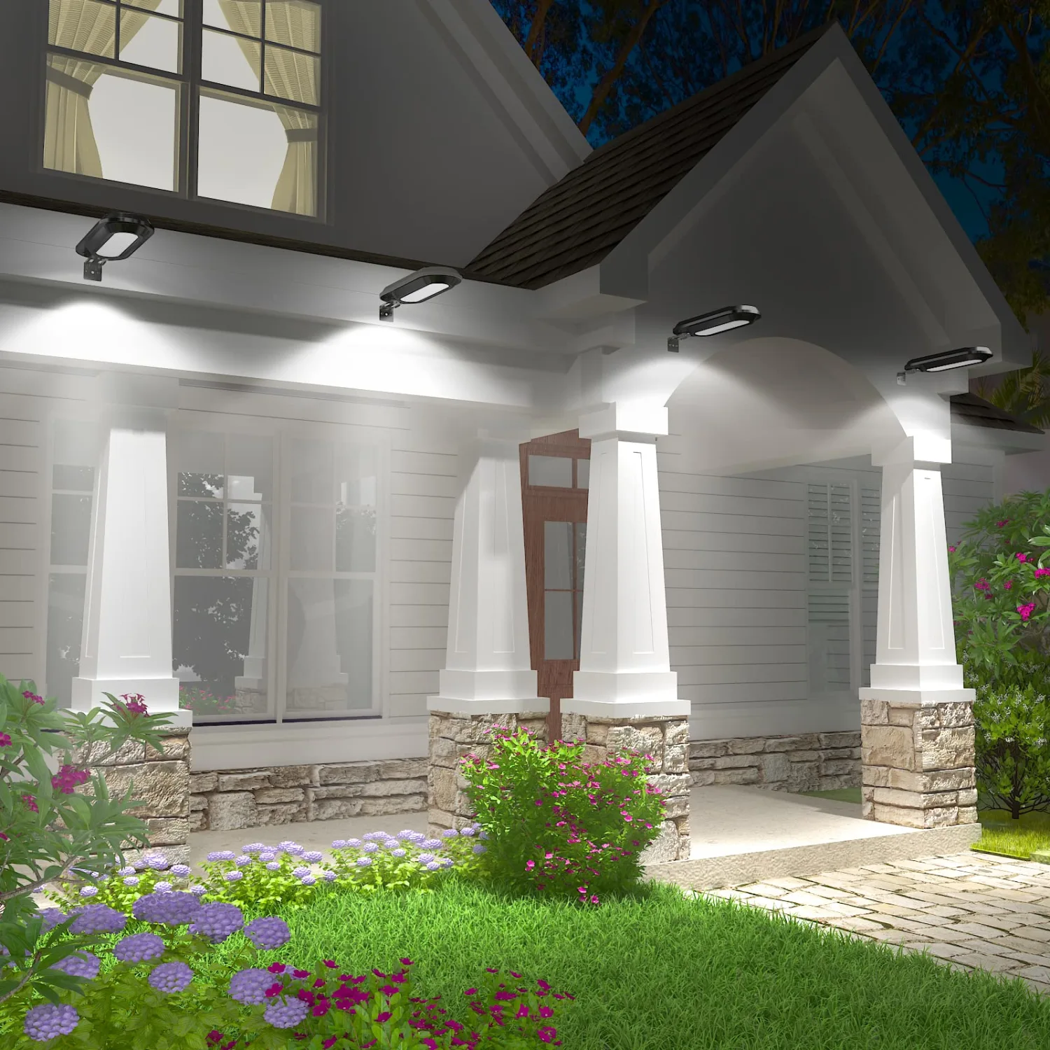ROSHWEY Solar Gutter Lights Outdoor, Super Bright 18 LED Deck Light Waterproof Wall Lamps Dusk to Dawn for Garden Fence Garage Pathway (Pack of 4, Cool White Light)