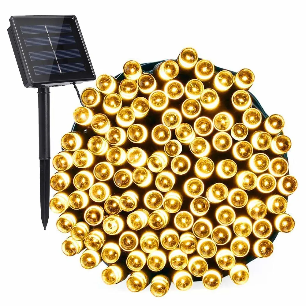 Toodour Solar Christmas Lights, 72ft 200 LED 8 Modes Outdoor Christmas String Lights, Waterproof Solar Fairy Lights for Christmas Tree, Fence, Holiday, Party, Balcony, Christmas Decor - Warm White