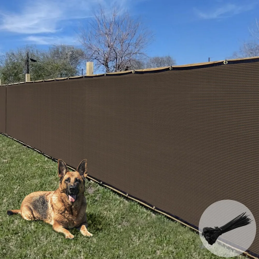 E&K Sunrise 6' x 50' Privacy Fence Screen with Grommets, Outdoor Windscreen Covering UV Blockage for Backyard Garden Patio, Zip Ties Included (Brown)