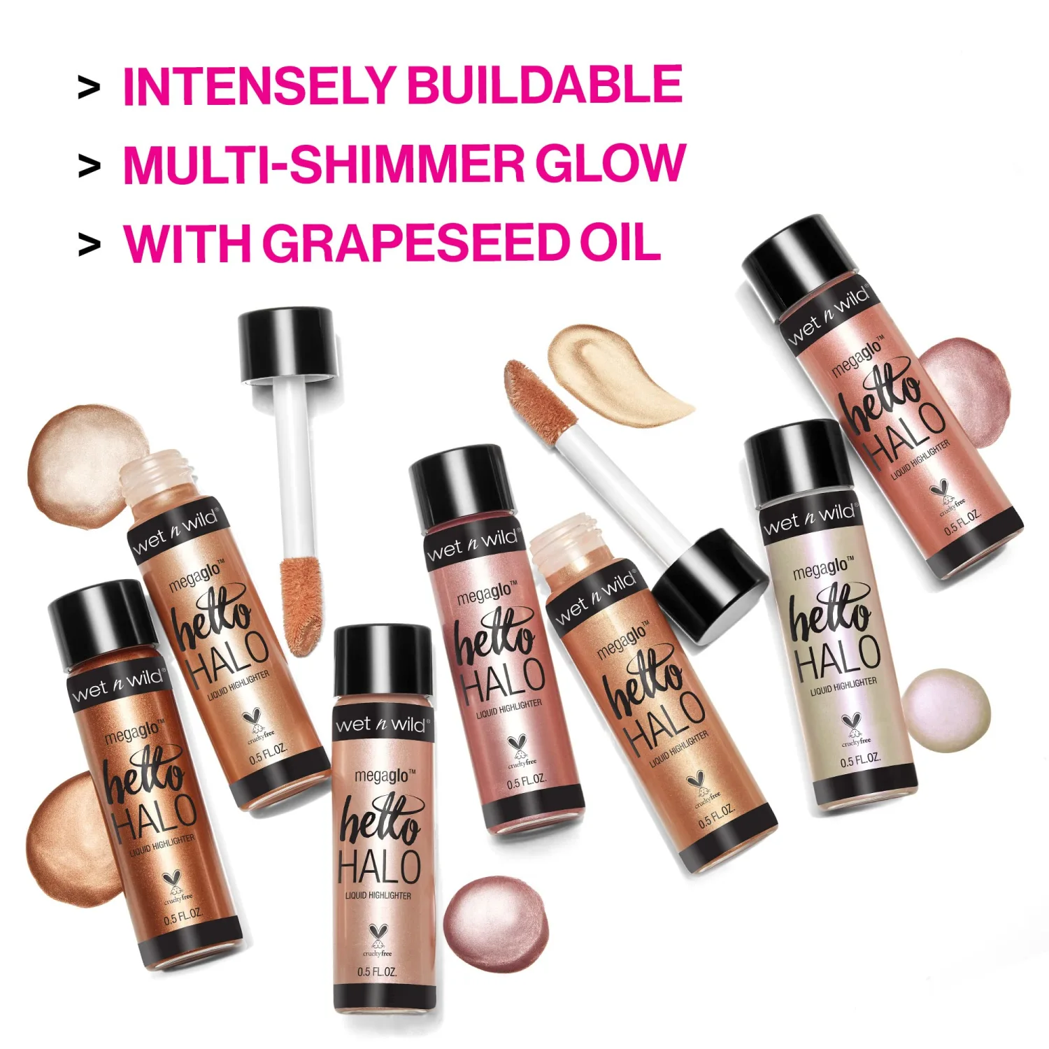 wet n wild MegaGlo Hello Halo Liquid Highlighter Makeup, Shimmer, Glow Halographic