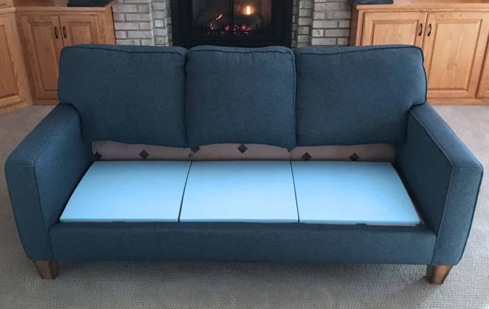 Stratiform Original Curve Couch Cushion Support for Sagging Seat | Blue Medium Density Foam Insert | 3 Pads | 20x20x2 (x3) | Sag Repair Pad for Couch Sectional Chair | Slip Resistant | Made in USA