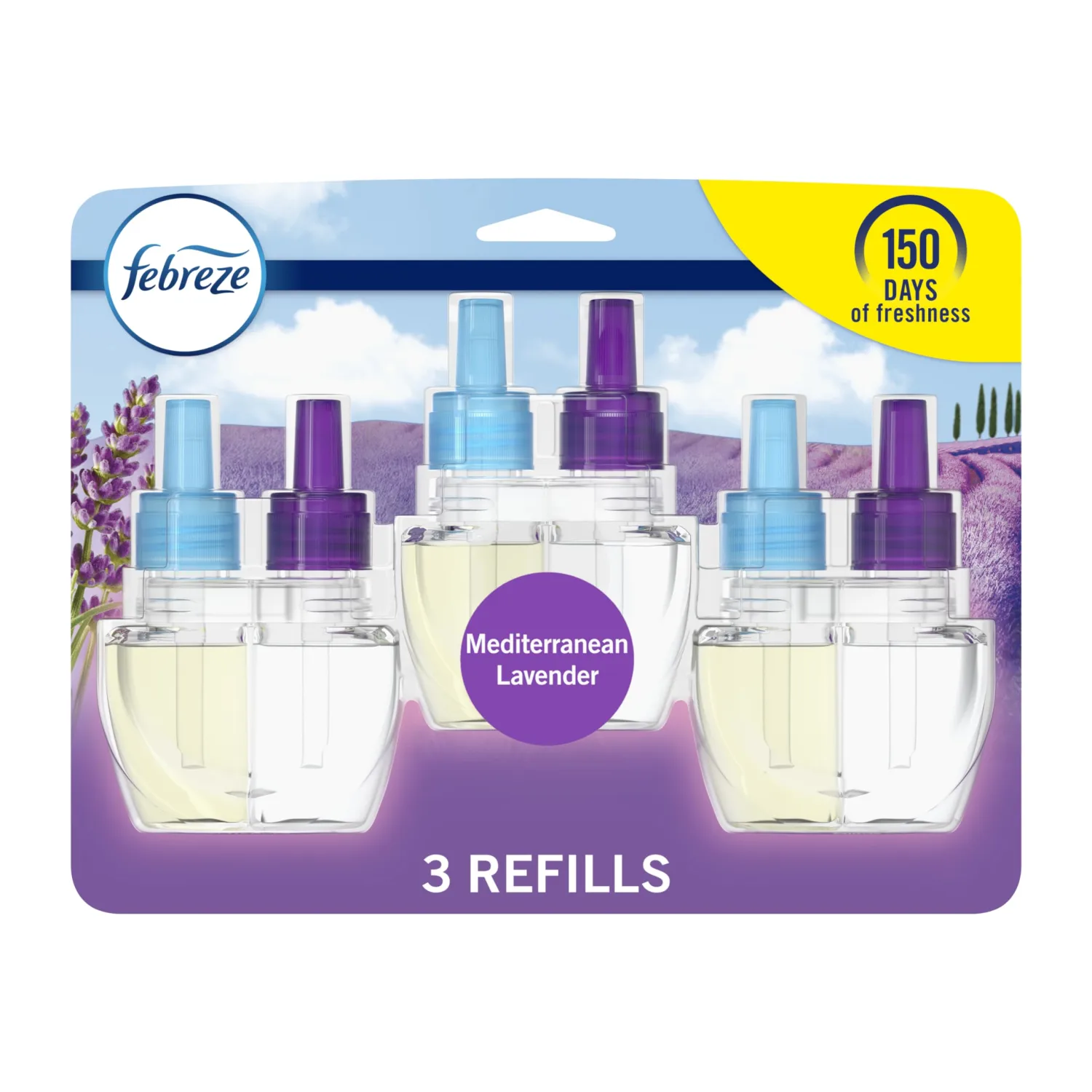 Febreze Plug in Air Fresheners, Mediterranean Lavender, Odor Eliminator for Strong Odors, Scented Oil Refill- Pack of 1