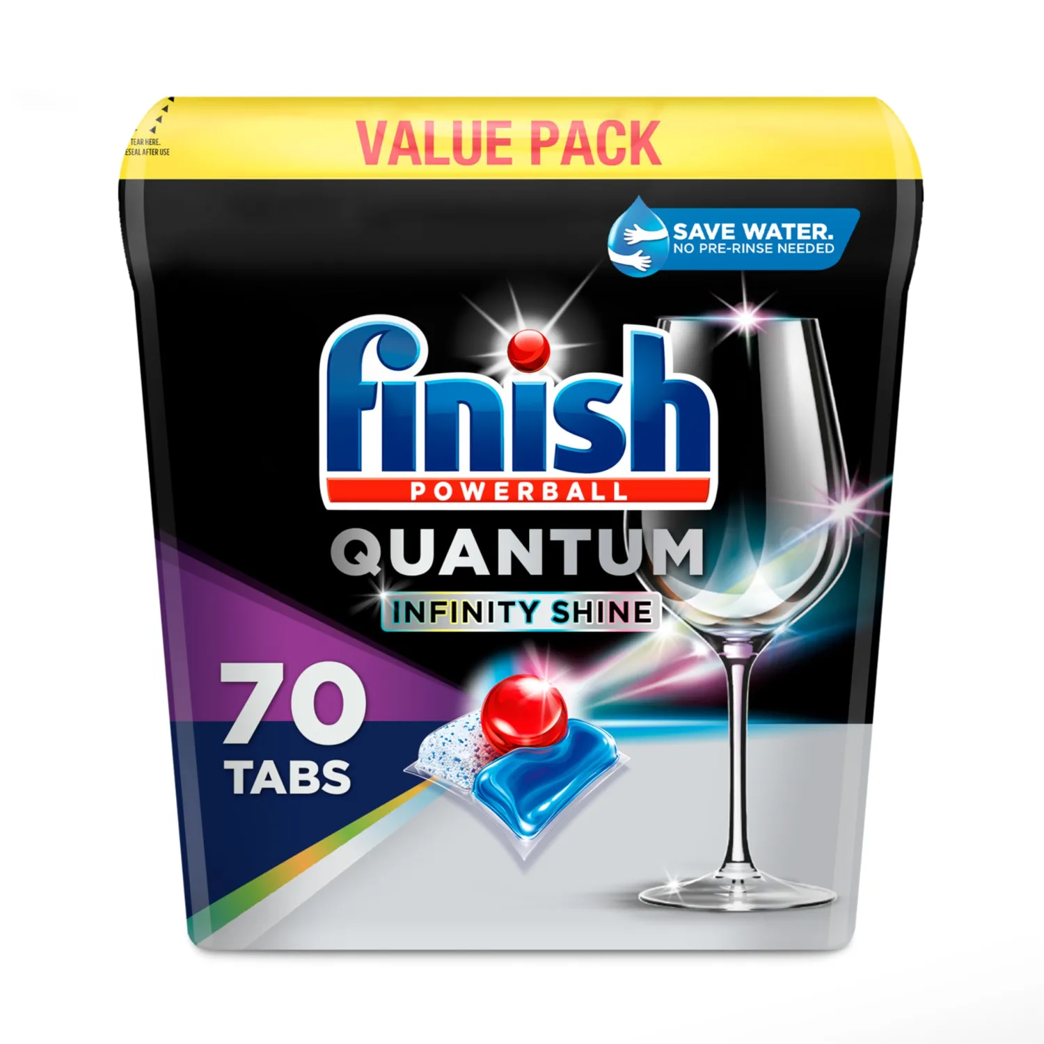 FINISH Quantum Infinity Shine, Dishwasher Pods, Dishwasher Detergent Liquid, Dishwasher Soap, Advanced Clean & Shine, 70ct Dishwasher Tablets