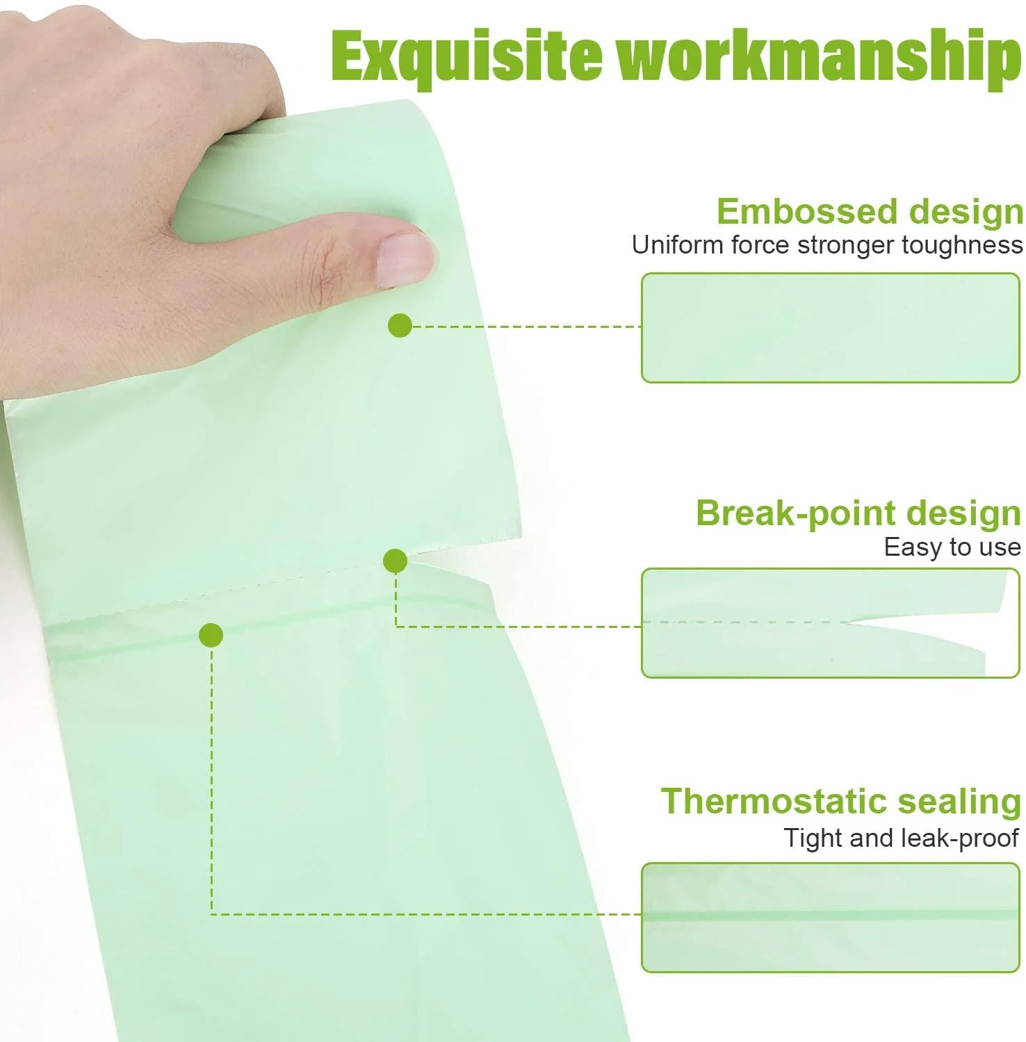 1.2 Gallon Small Trash bags Biodegradable Mini Bathroom Garbage Bags Fit 4.5 Liter Trash-Can-Liners for Bathroom Kitchen Office (150 Counts,Green)