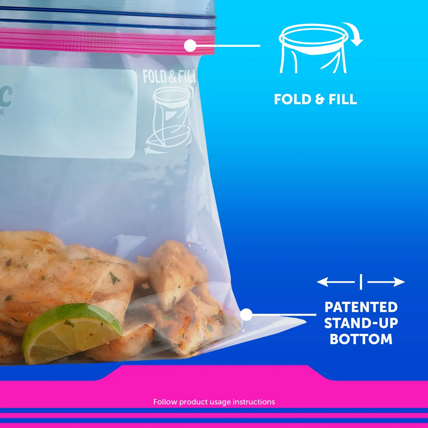 Ziploc Gallon Food Storage Bags, Stay Open Design with Stand-Up Bottom, Easy to Fill, 120 Bags Total