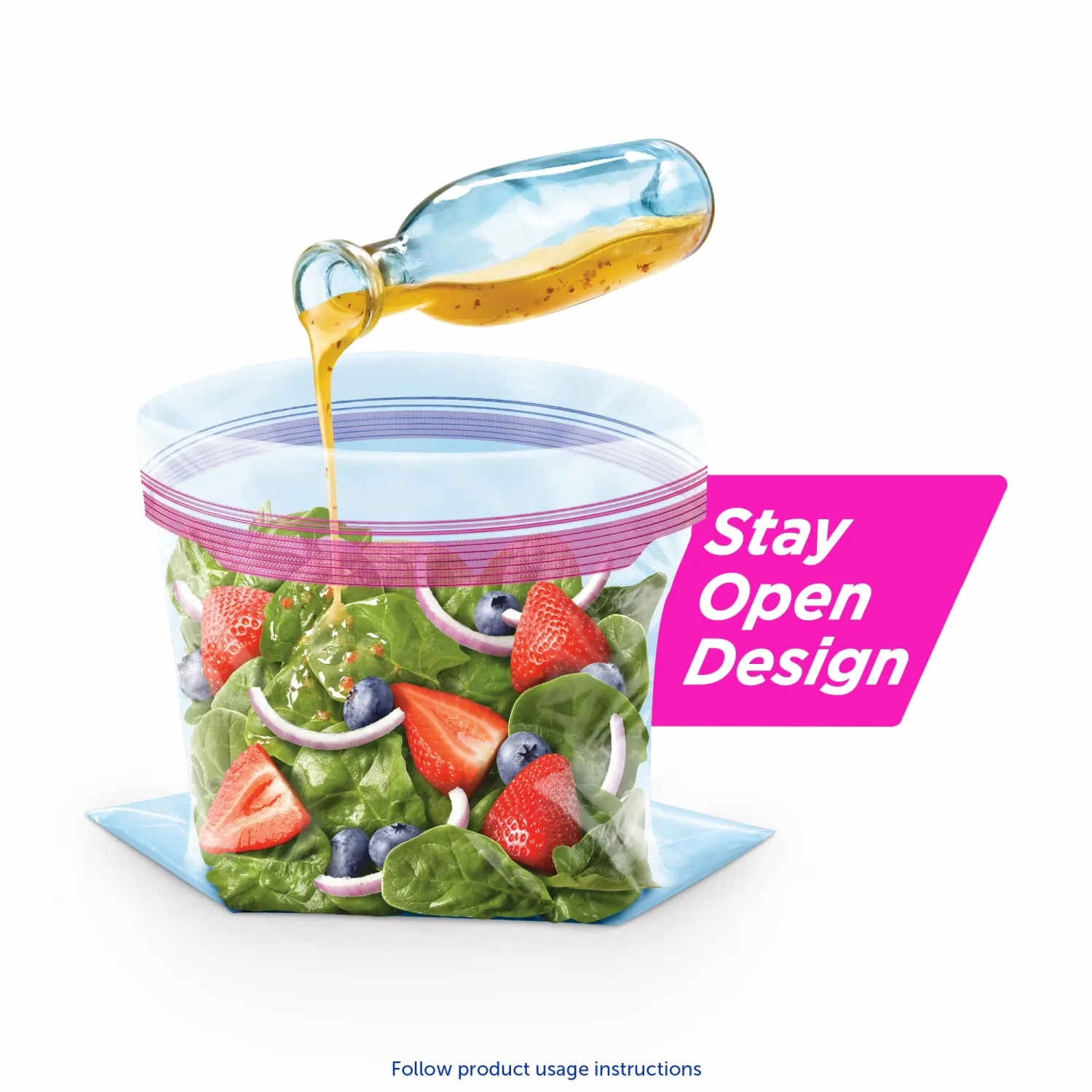 Ziploc Gallon Food Storage Bags, Stay Open Design with Stand-Up Bottom, Easy to Fill, 120 Bags Total