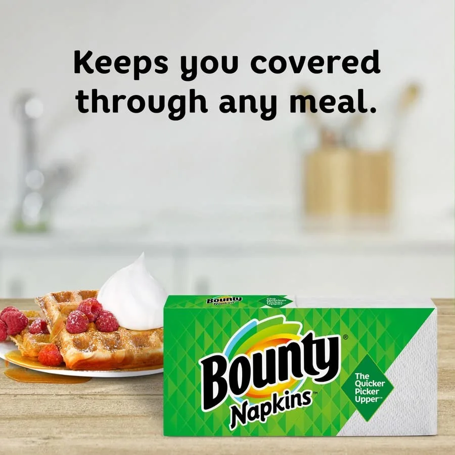 Bounty Paper Napkins, White or Printed, 200 Count, Pack of 2
