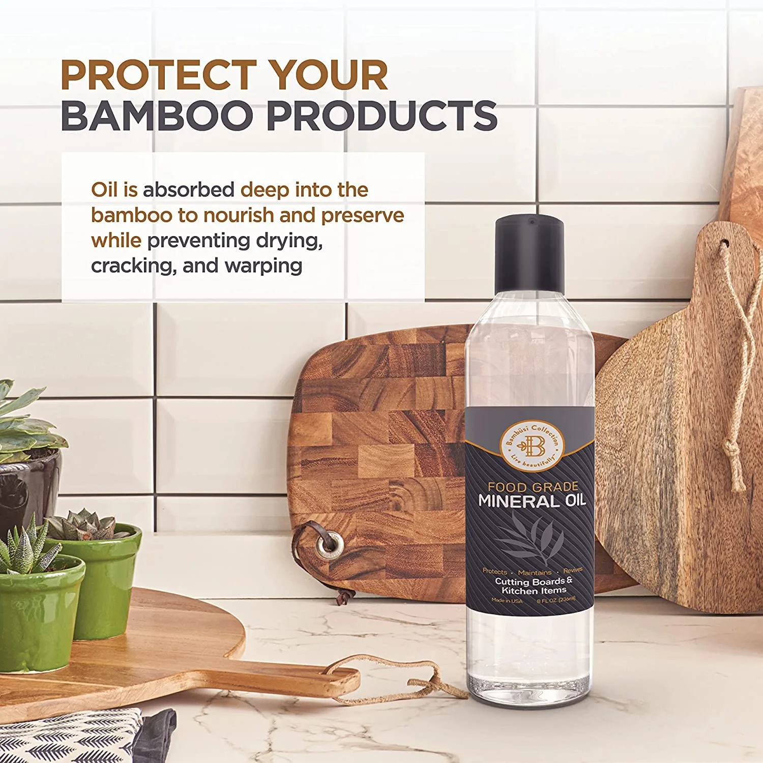 Food Grade Mineral Oil - Cutting Board Oil, Butcher Block Oil to Maintain Wood Cutting Board Conditioner, Protects & Restores Wood, Bamboo, and Teak Cutting Boards and Utensils - 8 oz