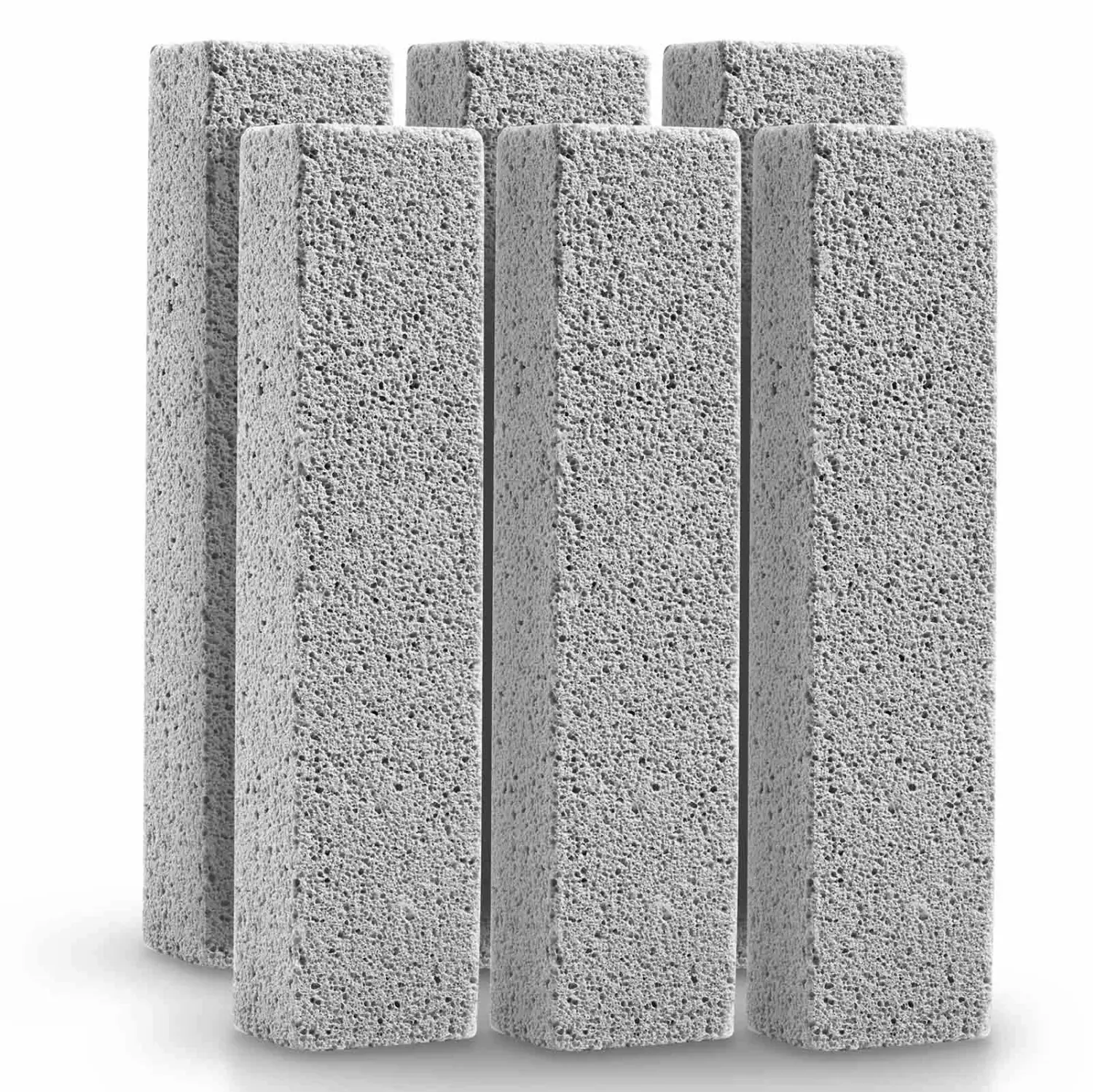 6 Pack Pumice Stone for Toilet Bowl Cleaning, Scouring Stick Remove Toilet Bowl Hard Water Rings, Calcium Buildup and Rust Suitable for Cleaning Toilet, Bathroom, Kitchen Sink, Grill（Gray