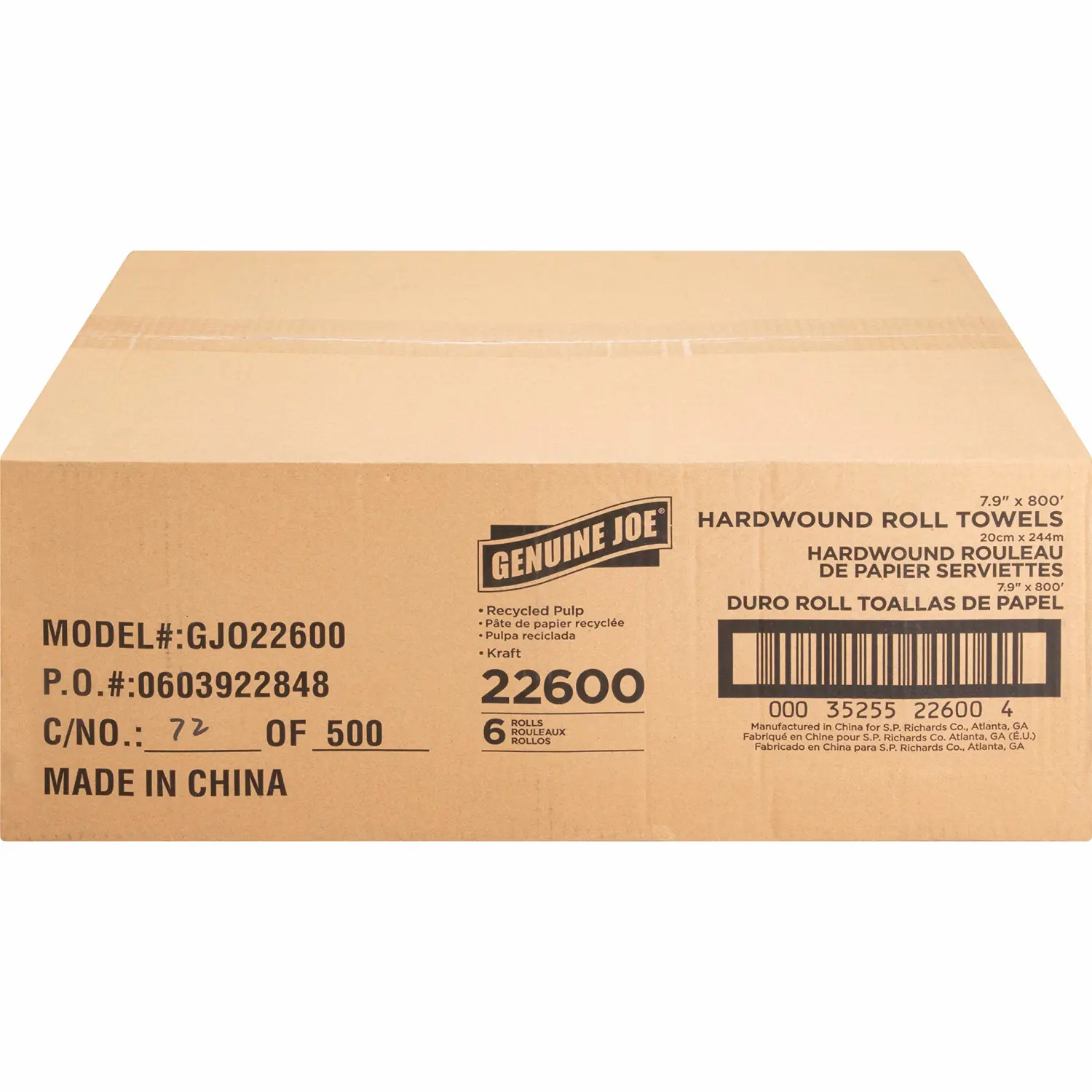 Genuine Joe GJO22600 Embossed Hardwound Roll Towels (Pack of 6)