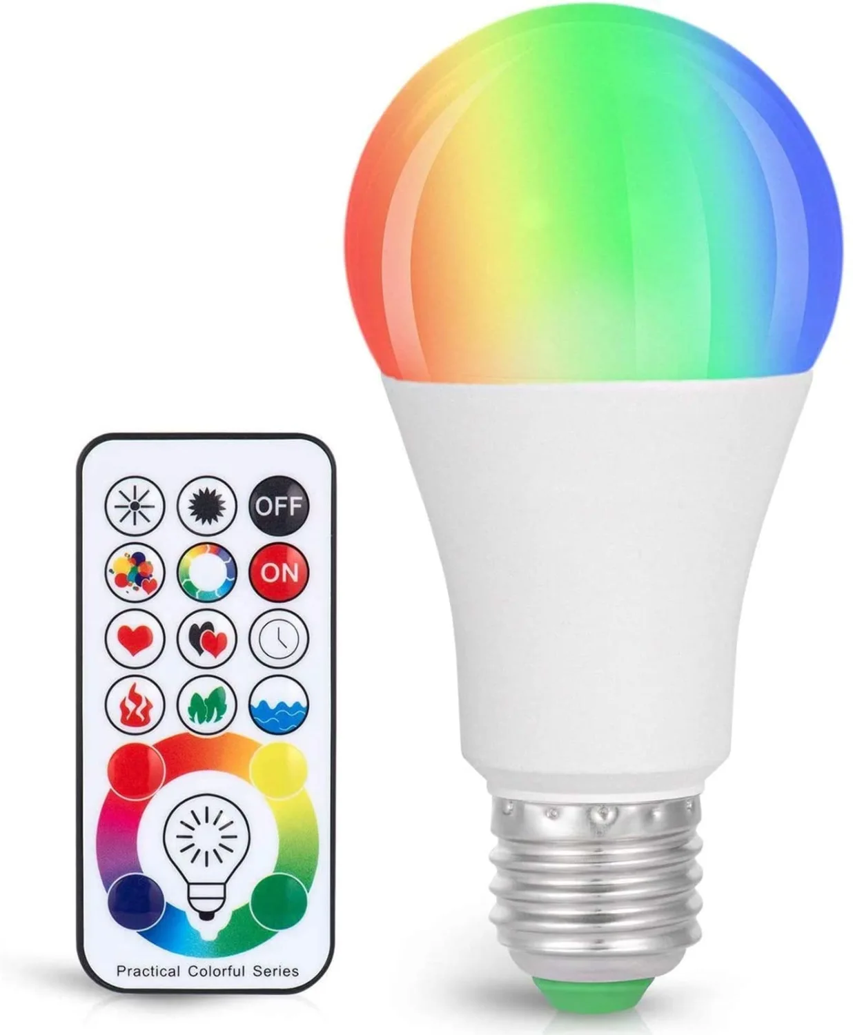 SUNNEST LED Color Changing Light Bulb, 820LM Dimmable E26 10W RGBW, Mood Light Bulb with Timing Remote, 120 Colors Screw Base Lights for Home Decor, Bedroom, Stage, Party