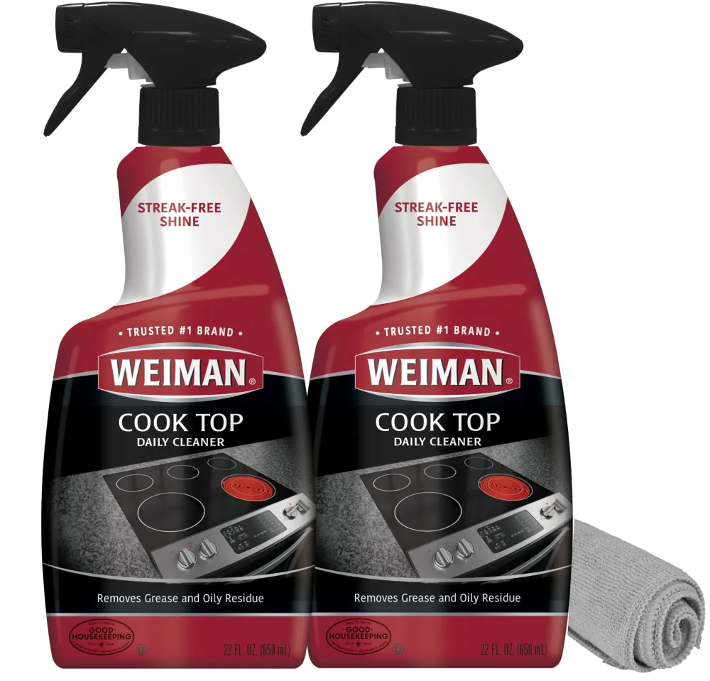 Weiman Cooktop Cleaner for Daily Use (2 Pack) Streak Free, Residue Free, Non-Abrasive Formula - 22 Ounce