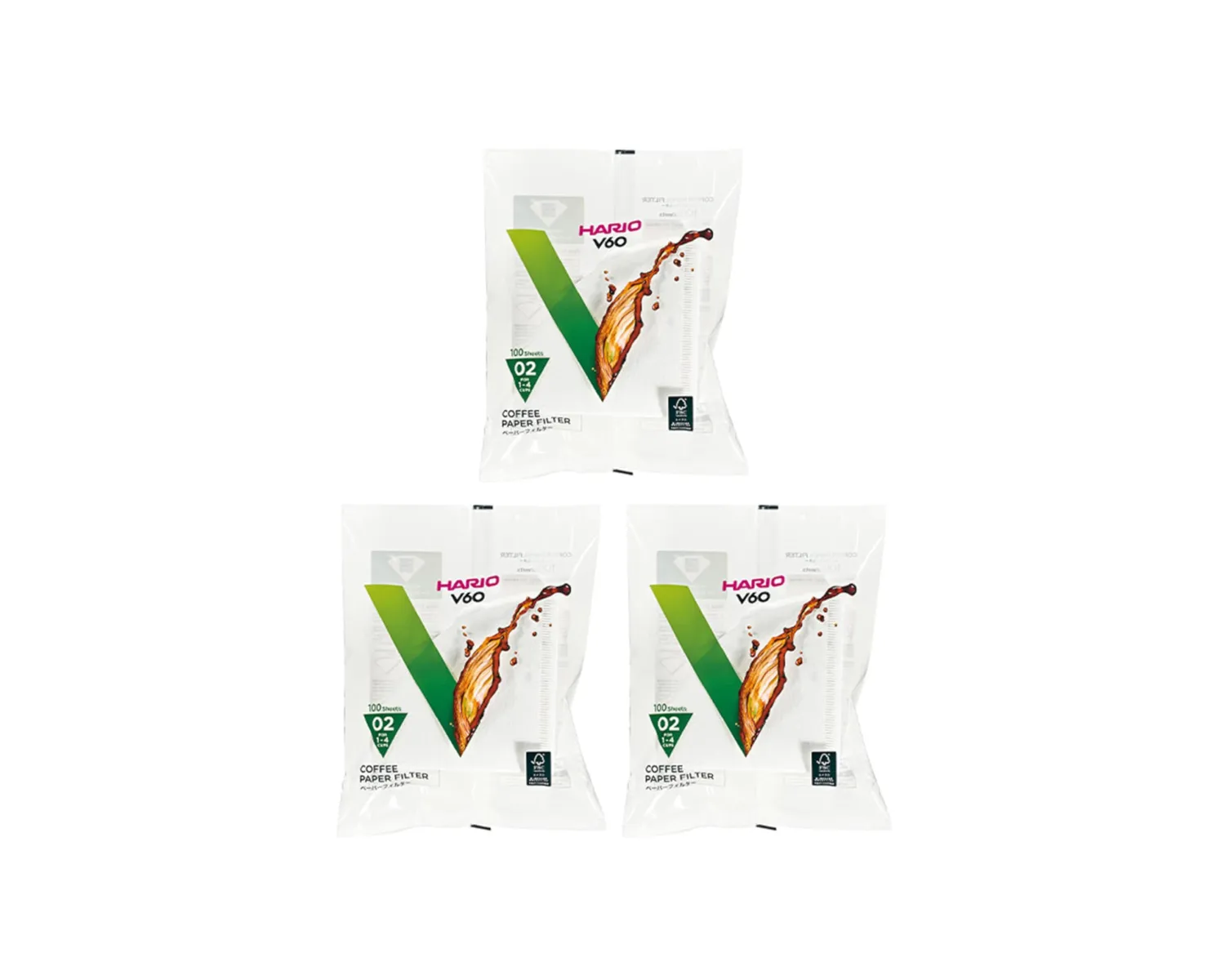 Lot of 3x100 Filters for Coffee Machines American White Book - Hario V60 02 - VCF-02-100W Import from Japan