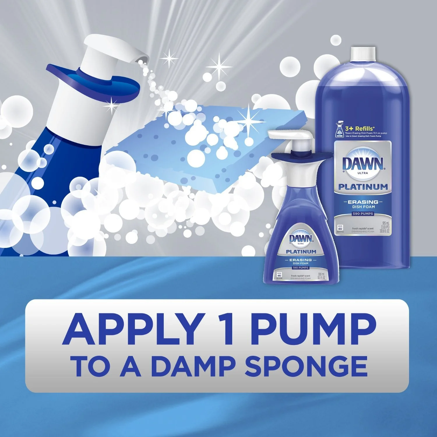 Dawn Direct Foam Dishwashing Foam Refill-Fresh Rapids-30.9 oz., 915 milliter (Pack of 3)