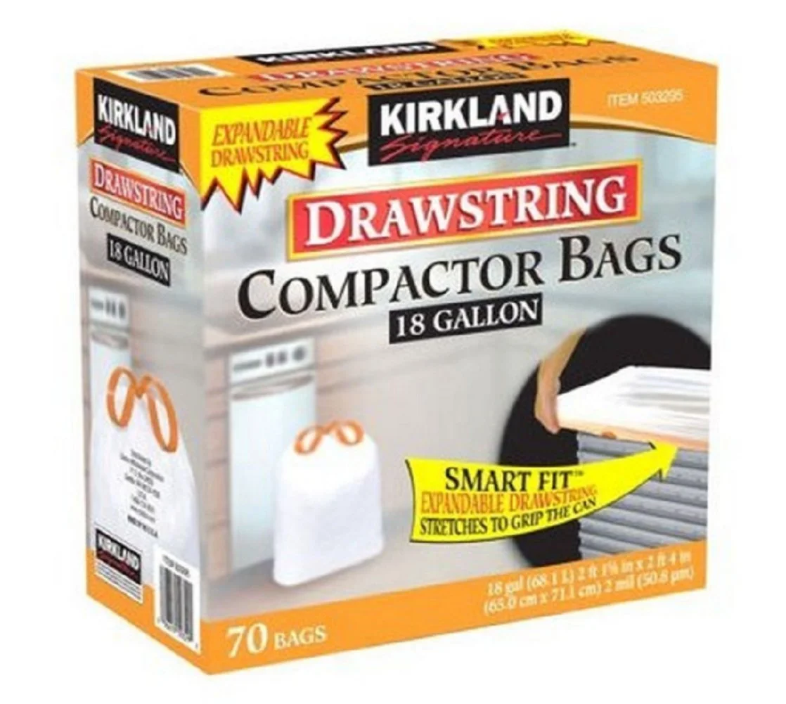 Compactor Bags 18 Gallon Smart Fit Gripping Drawstring 70 ct,Thickness: 2.0 mil,Dimensions: 25.625" x 28"