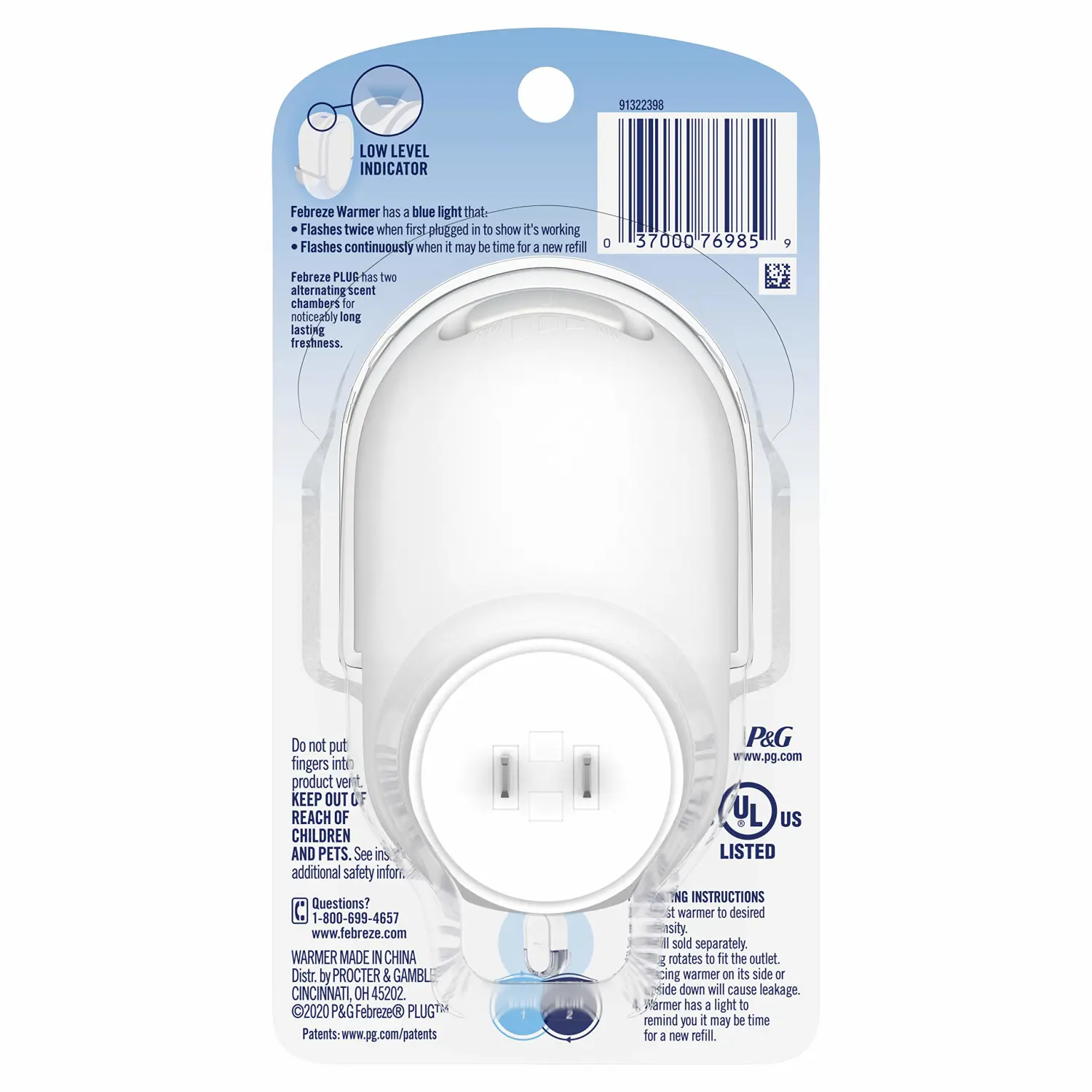 Febreze Plug In Air Freshener Fade Defy Plugs, Scented Oil Warmer- Pack of 4