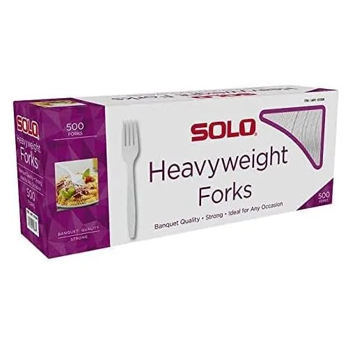 SOLO Plastic Forks, White, 500 Ct Tej