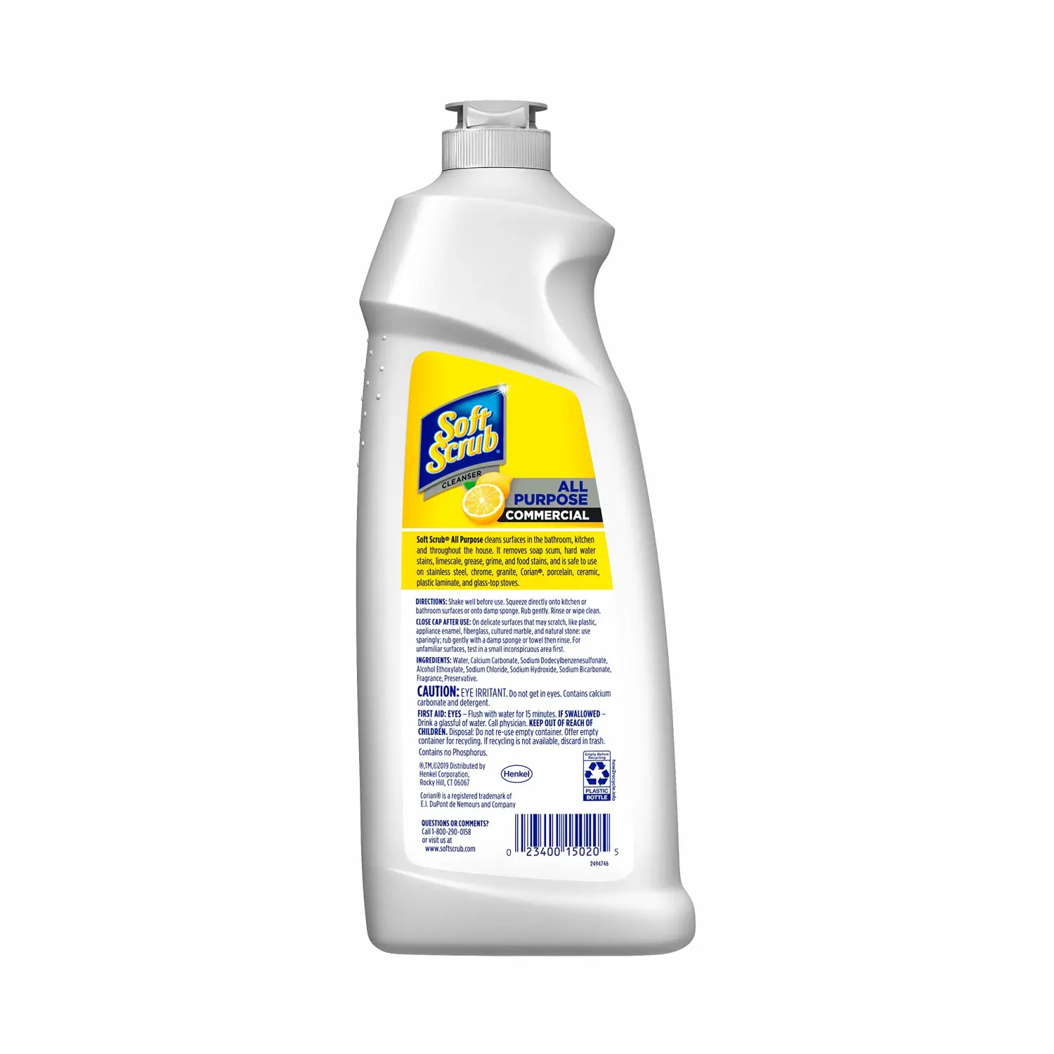 Soft Scrub All Purpose Commercial Surface Cleanser, Lemon, 36 Fluid Ounces
