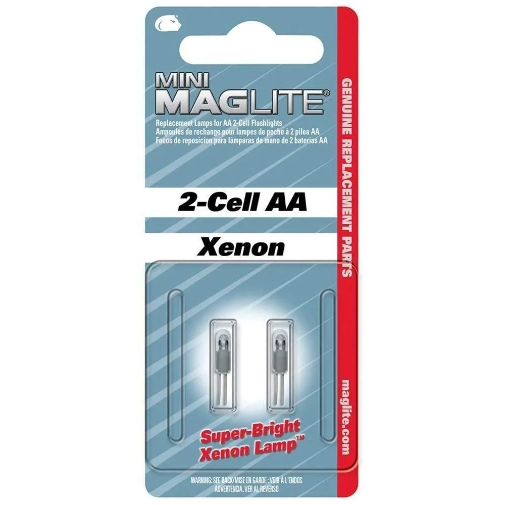 Maglite Replacement Lamps for 2-Cell AA Mini Flashlight, 2-Pack