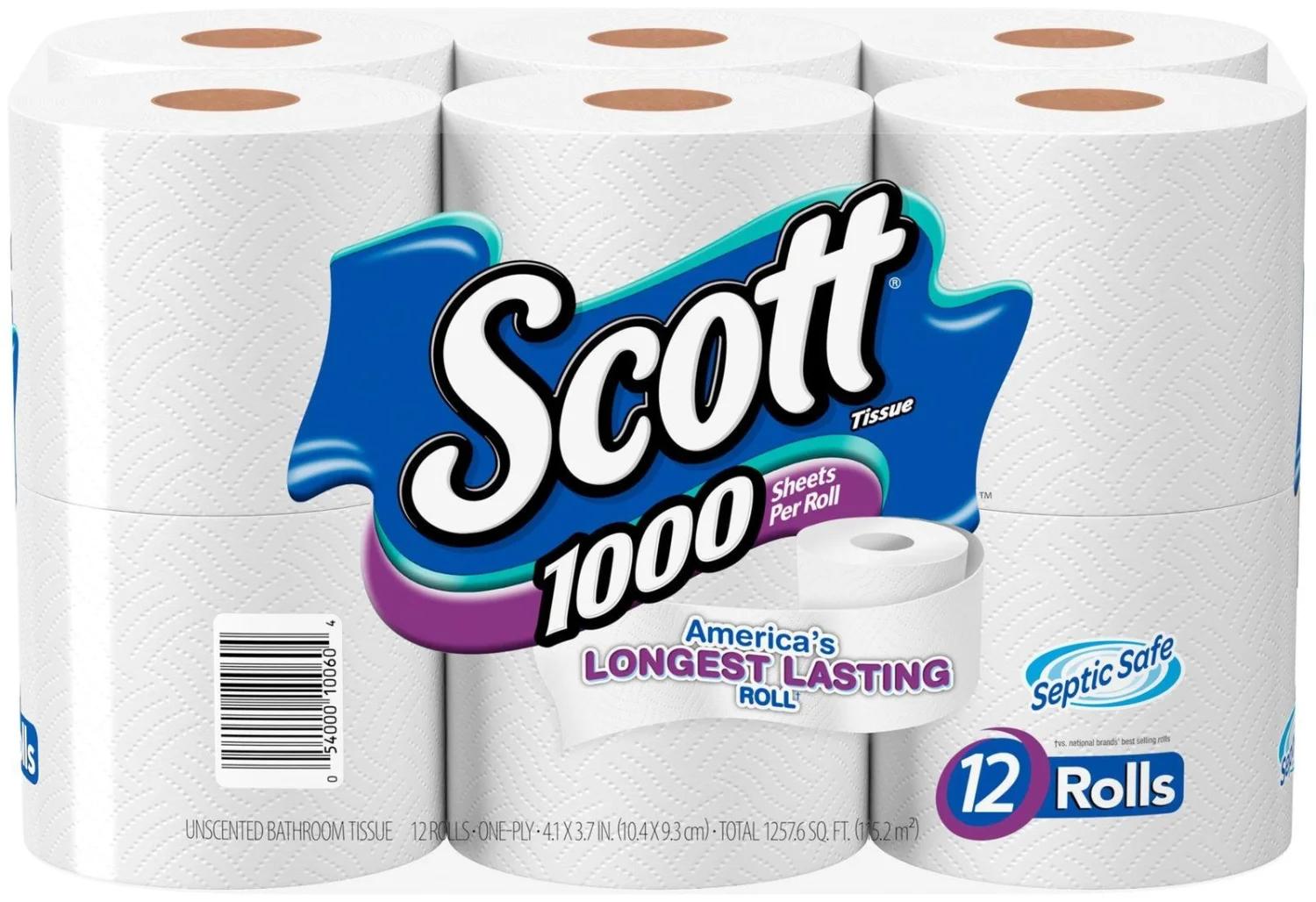 Scott Regular Roll Toilet Tissue, 1 Ply, White, 12 Rolls