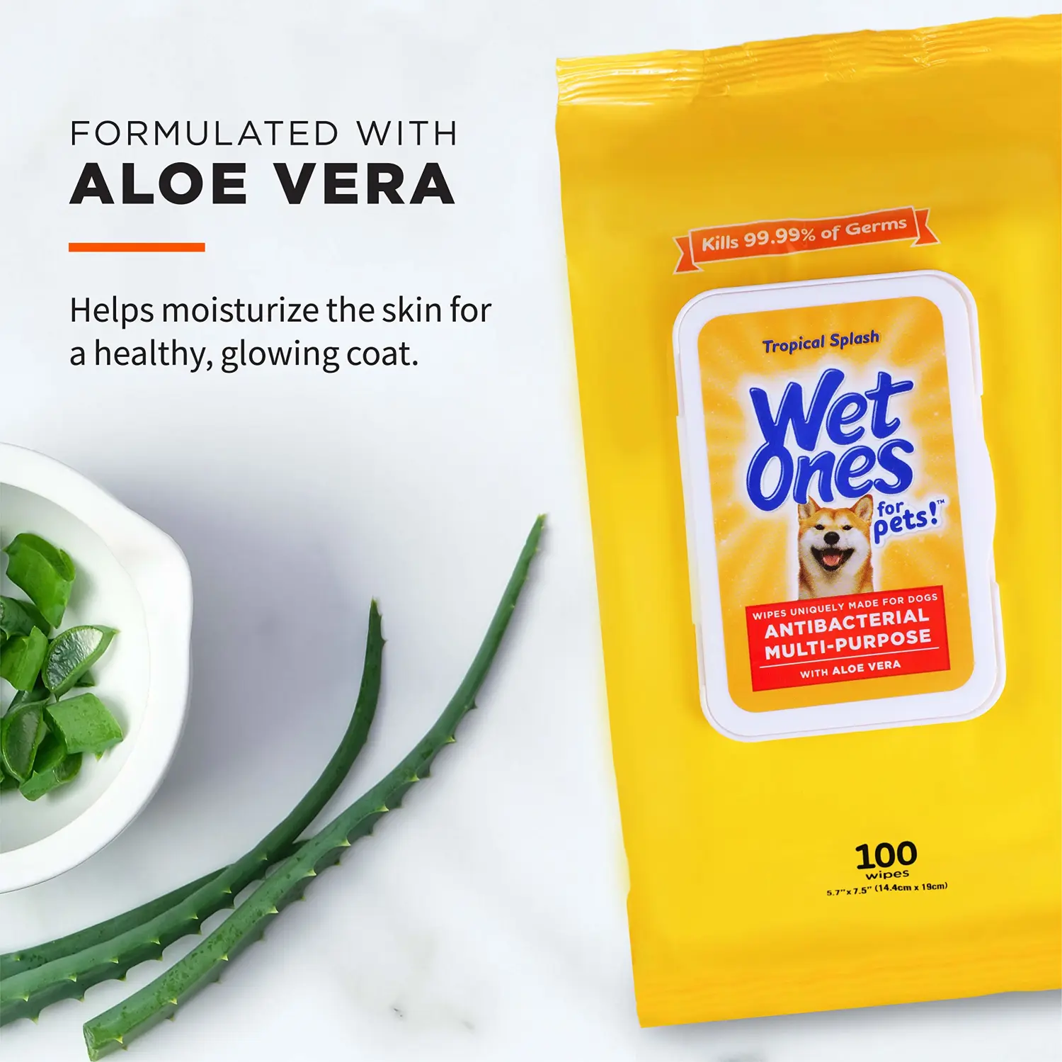 Wet Ones for Pets Multi-Purpose Dog Wipes with Aloe Vera, 100 Count - 3 Pack | Dog Wipes for All Dogs in Tropical Splash, Wet Ones Wipes for Dog Paws & All Over Use