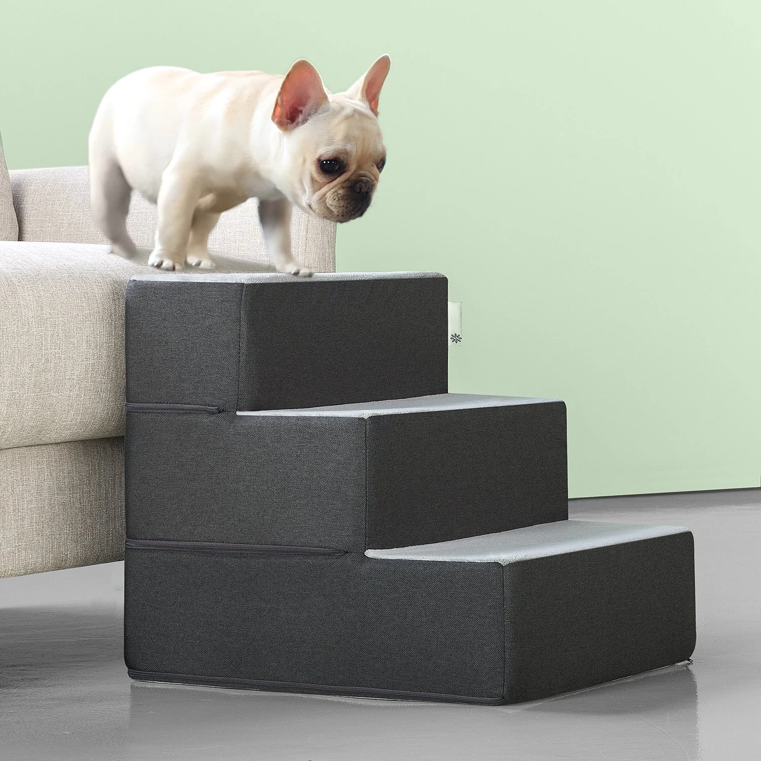ZINUS PS-C2118C Easy Pet Stairs/Pet Ramp/Pet Ladder, Medium, Grey