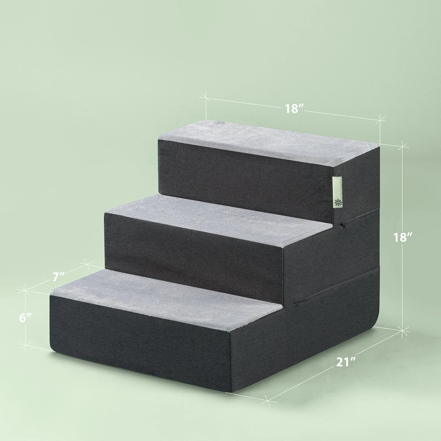 ZINUS PS-C2118C Easy Pet Stairs/Pet Ramp/Pet Ladder, Medium, Grey