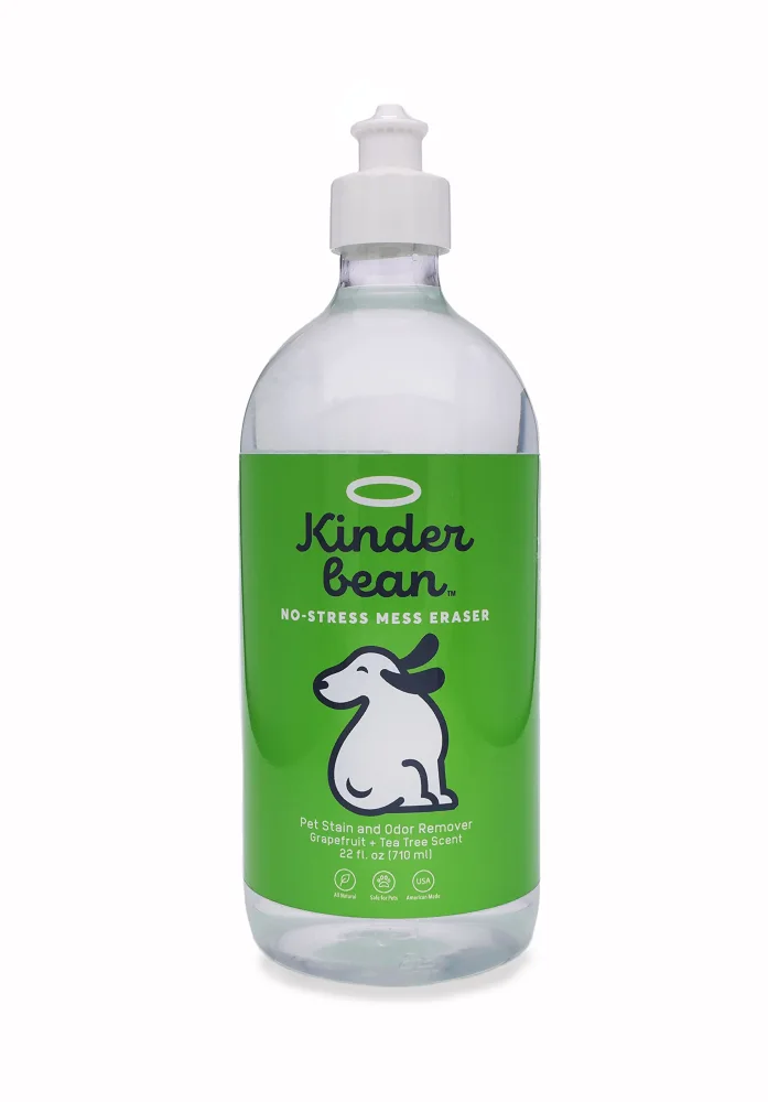 Dog and Cat Urine Stain and Odor Eliminator, Single 22 oz., Grapefruit Tea Tree Scent, Enzyme Bio-Active Formula with Squeeze Top for Maximum Coverage and Performance by Kinderbean Pet Co.