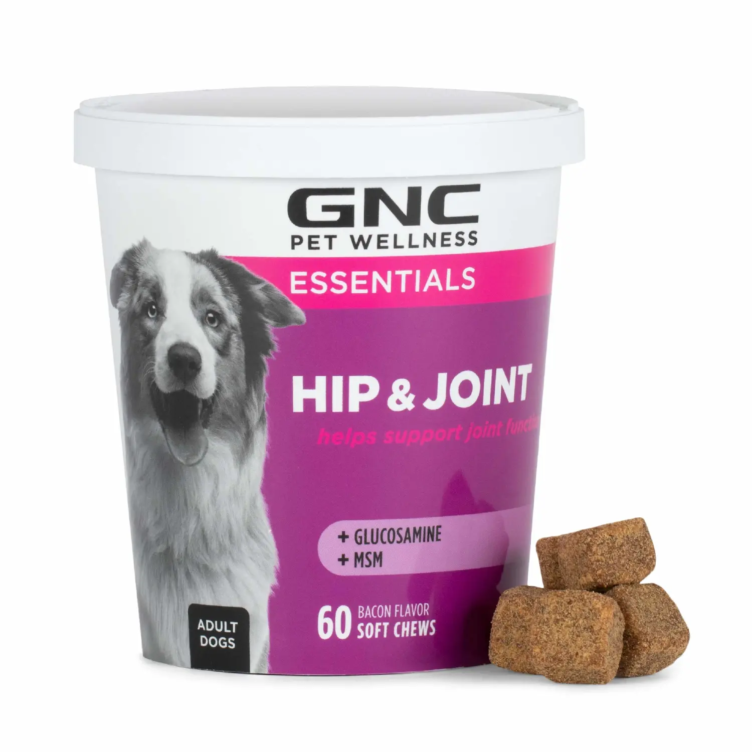 GNC for Pets Essentials Hip & Joint Supplement for Dogs | 60 ct Soft Chew Hip Joint Supplement Soft Chews with Turmeric | Chicken Flavor Hip & Joint Supplement for Adult Dogs (FF15593)