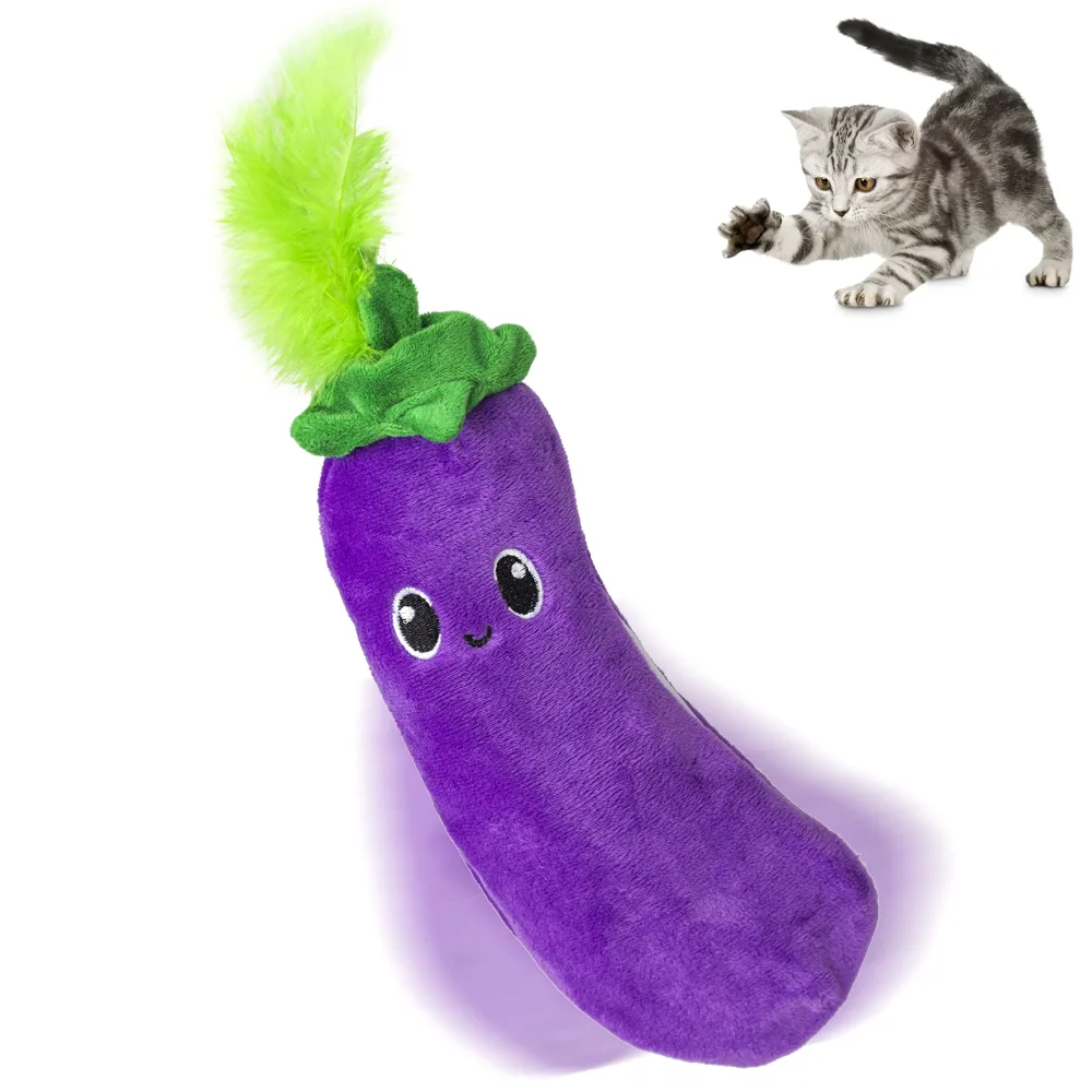 Pet Craft Supply Flipper Flopper Interactive Electric Realistic Flopping Wiggling Moving Fish Potent Catnip and Silvervine Cat Toy Poppin' Eggplant, All Breed Sizes