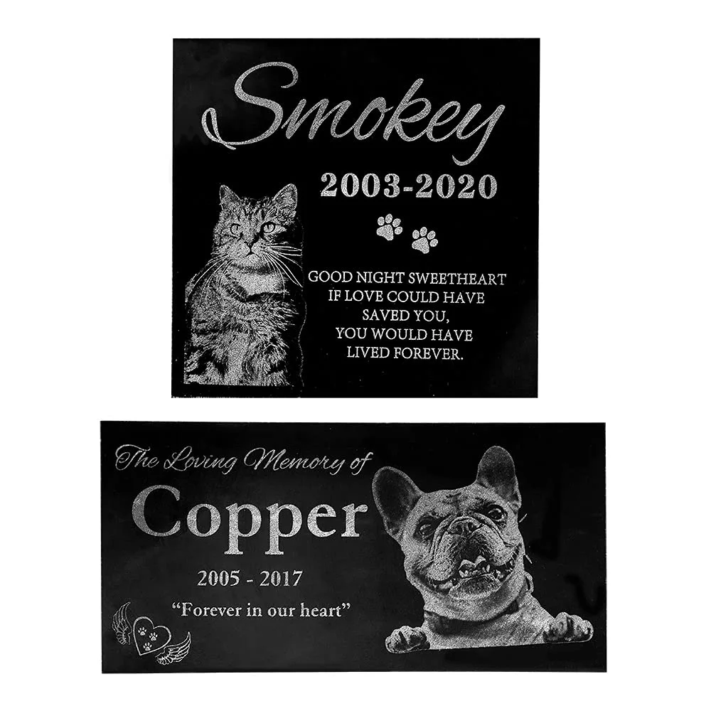 AILIN Custom Black Acrylic Pet Memorial Stones Personalized Name Date Dog Cat Photo Grave Markers Loss of Pet Sympathy Gifts for Someone Who Lost Pet, Dog, Cat 6x6/5x10 Inch