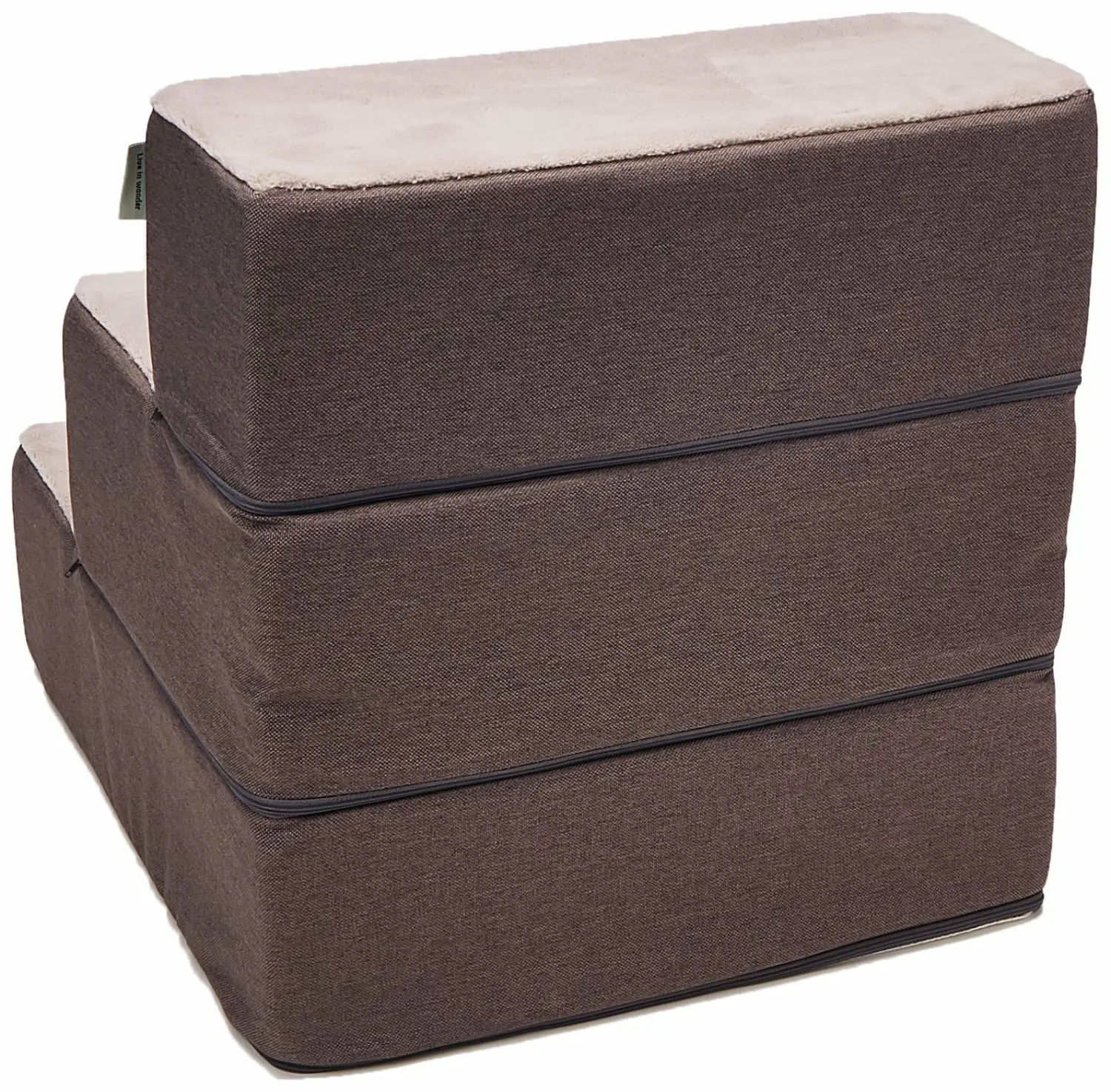 ZINUS Easy Pet Stairs, Pet Ramp, Pet Ladder, Medium, Sand