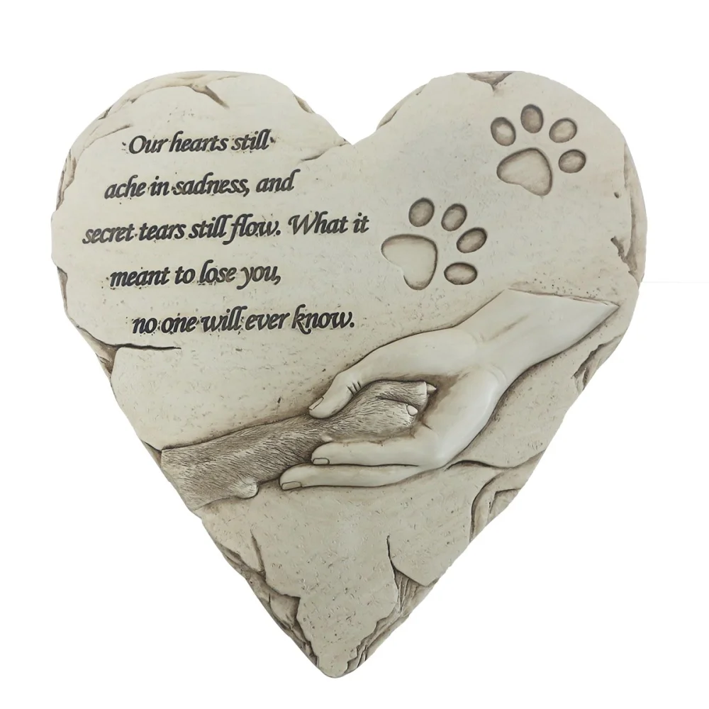 Heart Shaped Pet Dog Memorial Stones Grave Markers, Pet Dog Loss Stones Headstones Memorial Plaques for Garden Backyard Patio or Lawn, Sympathy Pet Dog Memorial Gifts Loss Gifts Outdoors, 9.6"x9.5"