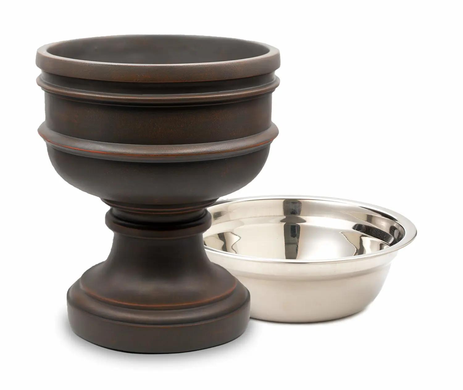 Pet Junkie Summit Elevated Dog Bowl for Food or Water, Stainless Steel Washable Inner Bowl, Brown (Large)