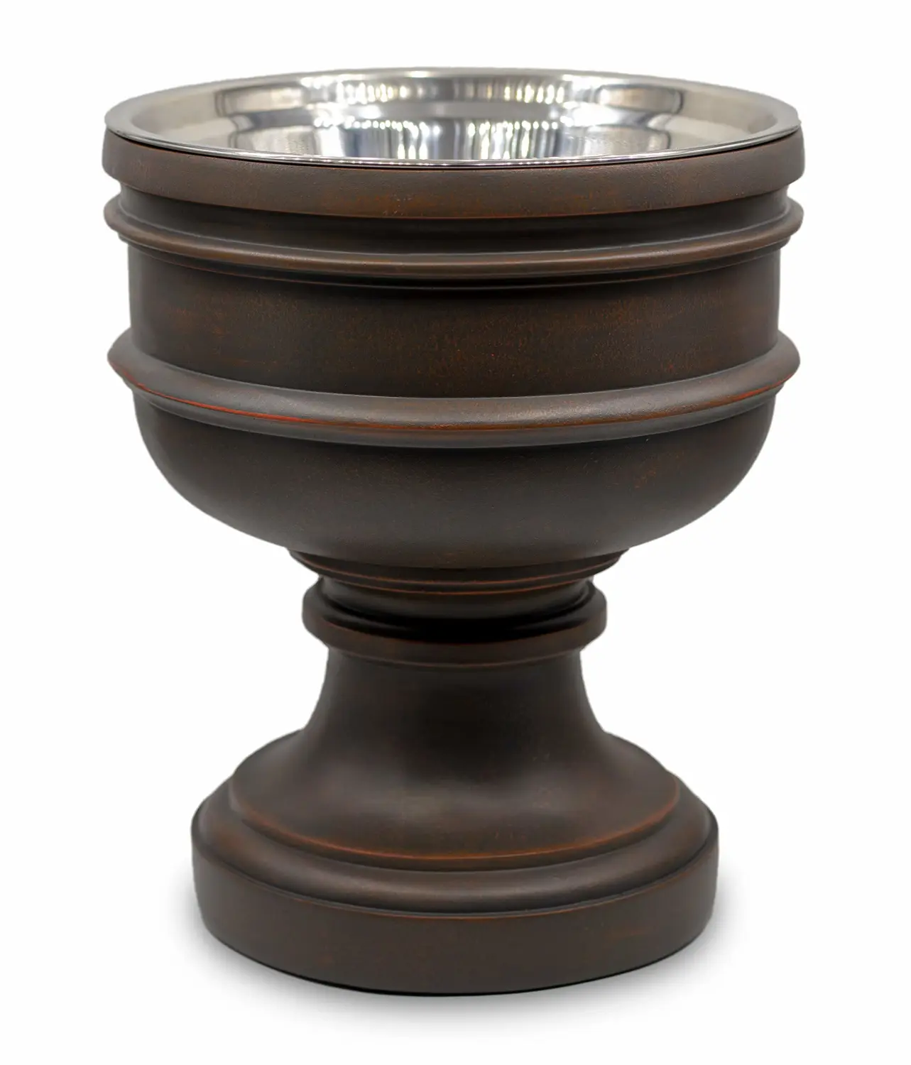 Pet Junkie Summit Elevated Dog Bowl for Food or Water, Stainless Steel Washable Inner Bowl, Brown (Large)