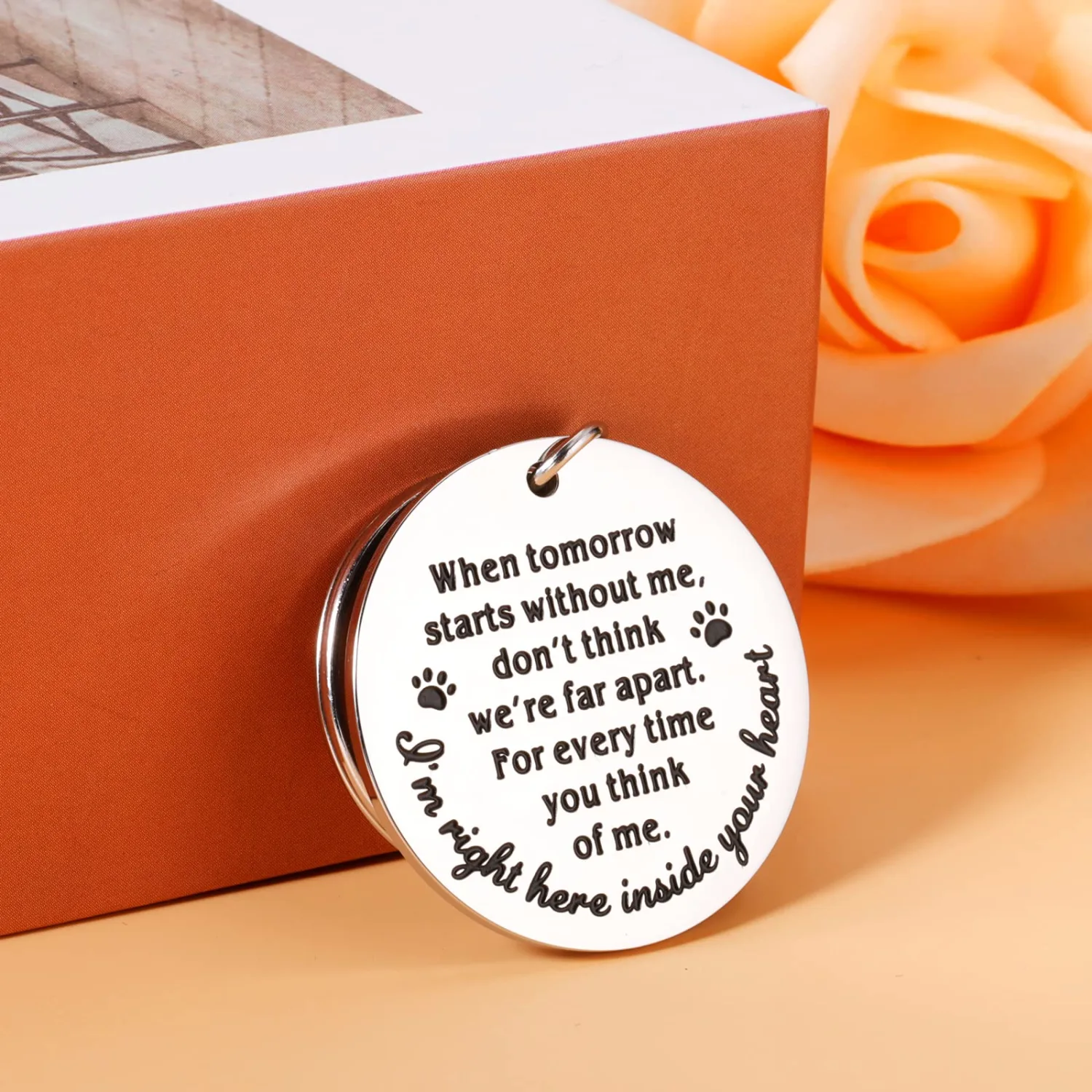Pet Memorial Gifts When Tomorrow Starts Without Me Dog Cat Remembrance Keychain Loss of Dog Pup Puppy Sympathy Gifts for Men Women Pet Lover Owner Friends Rainbow Bridge Paw Print Presents