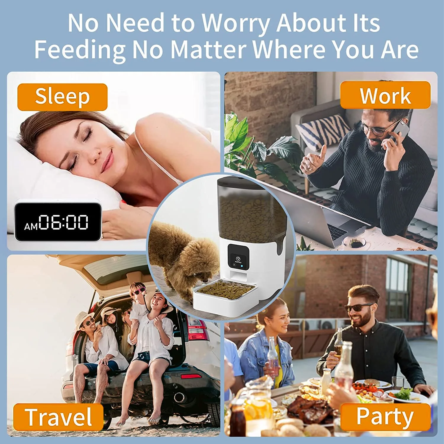 PAPIFEED Smart Automatic Cat Feeder: WiFi Pet Feeder with APP Control for Remote Feeding,Detachable for Easy Clean, Automatic Cat Food Dispenser with Alexa,1-30 Meals Per Day for Large Dog (6L/25Cup)